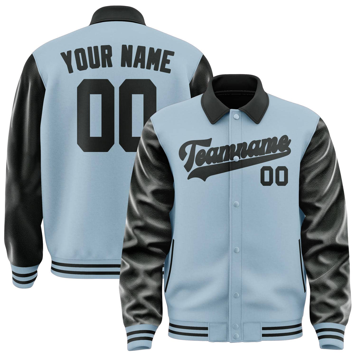 Custom Light Blue Black Jacket