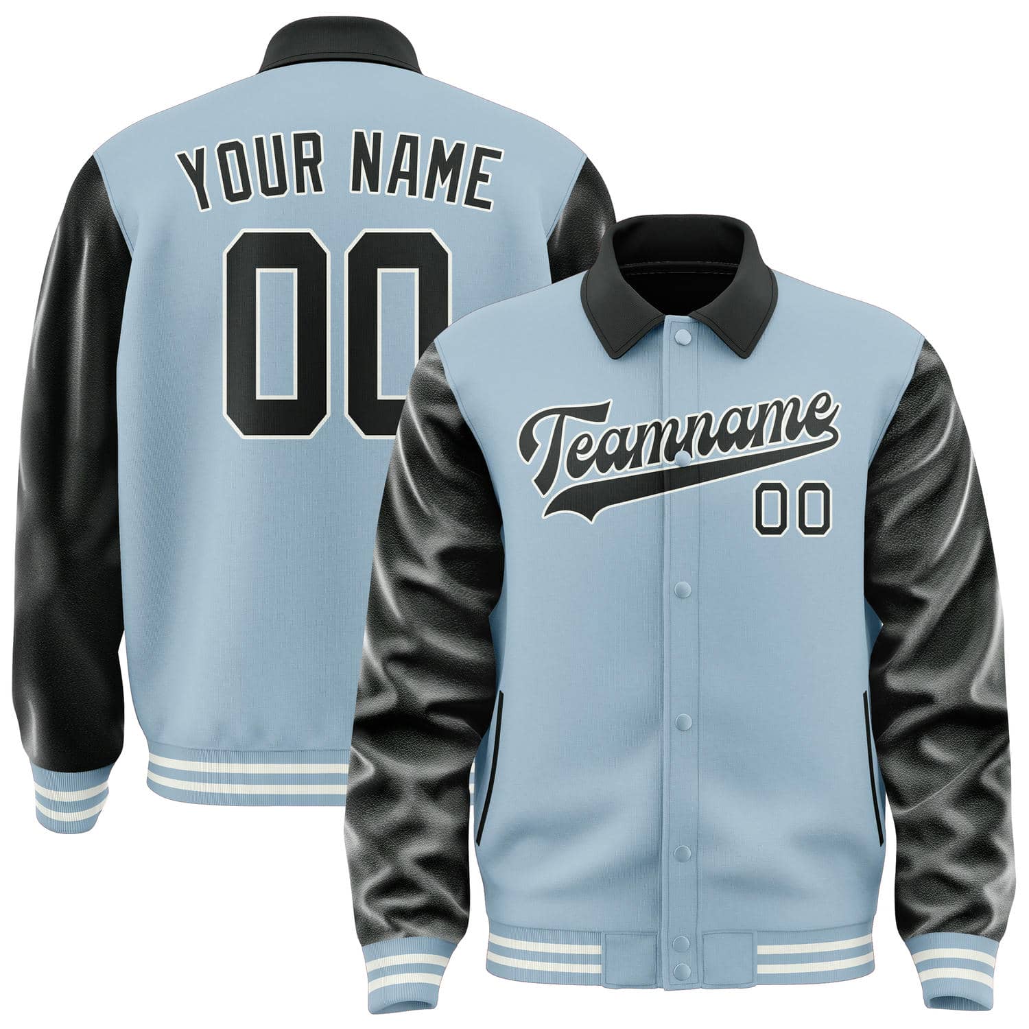 Custom Light Blue Black Jacket