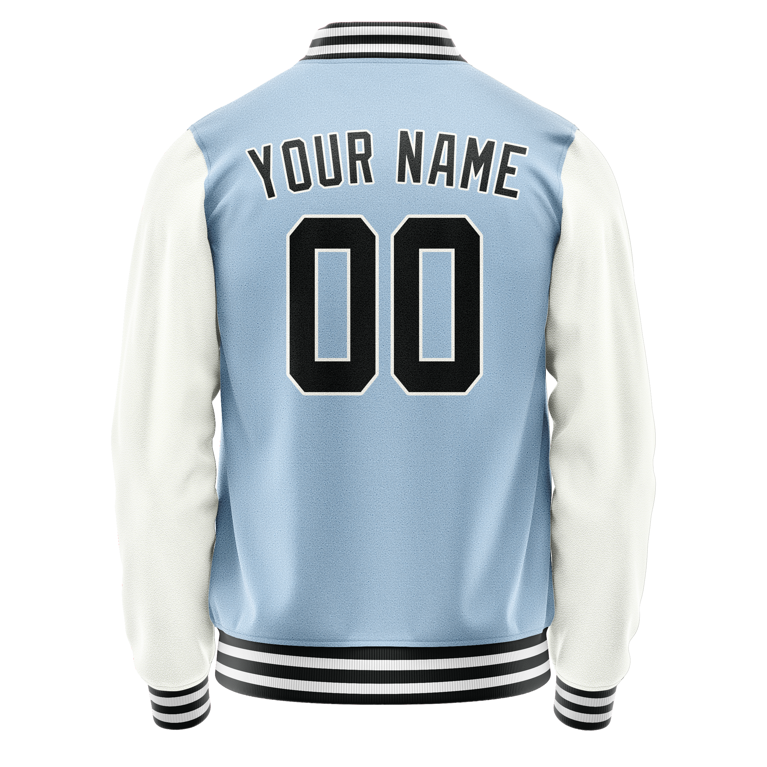 Custom Light-Blue White Solid Color Varsity Letterman Jacket JA02240617JC239