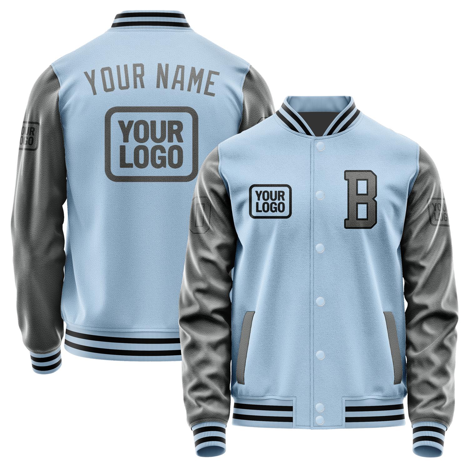Custom Light Blue Dark Grey Jacket JA080820081717202017