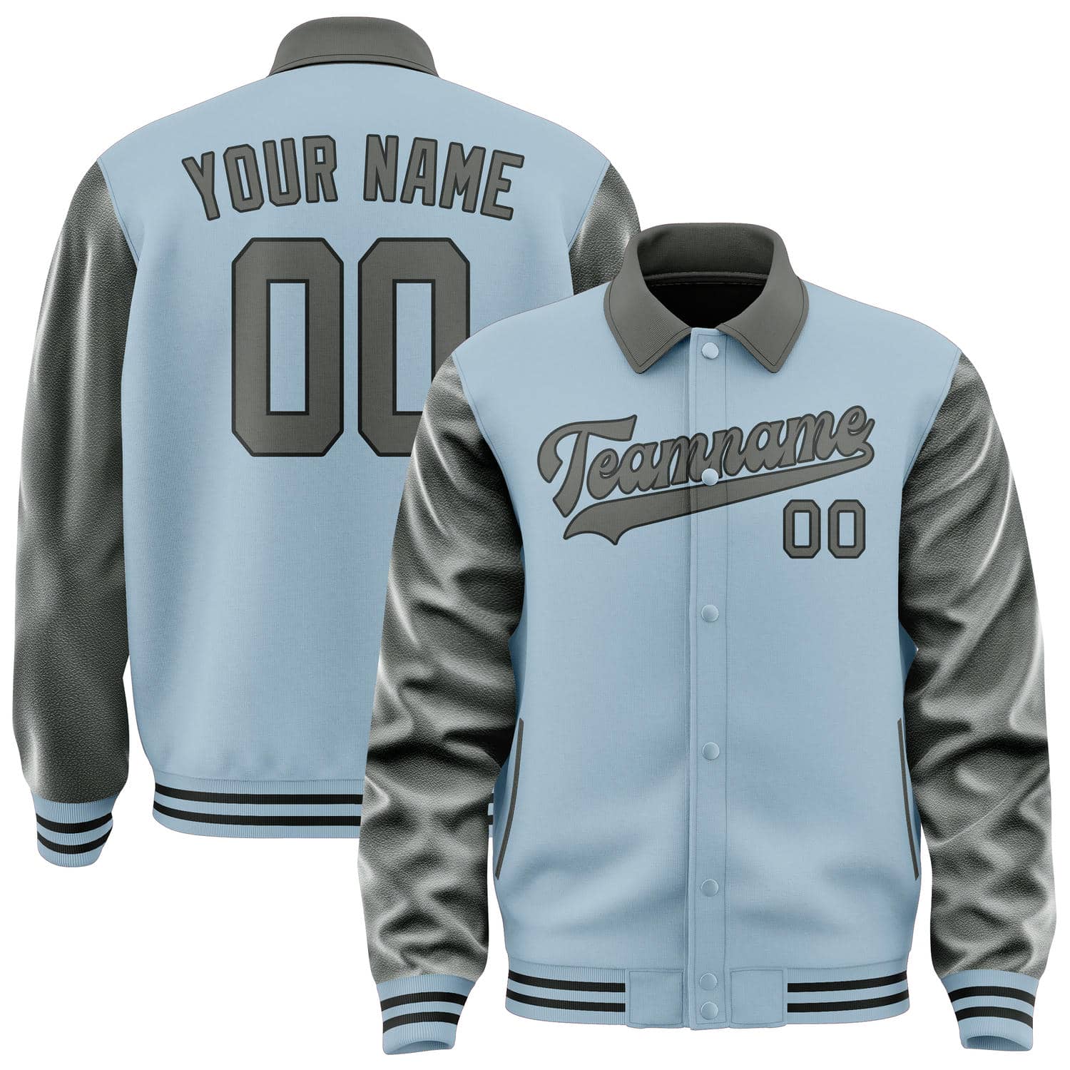Custom Light Blue Dark Grey Jacket