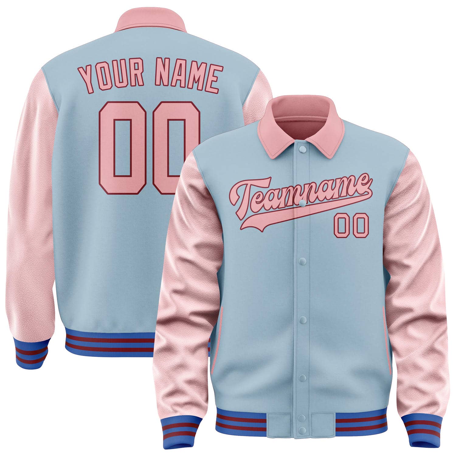 Custom Light Blue Light Pink Jacket
