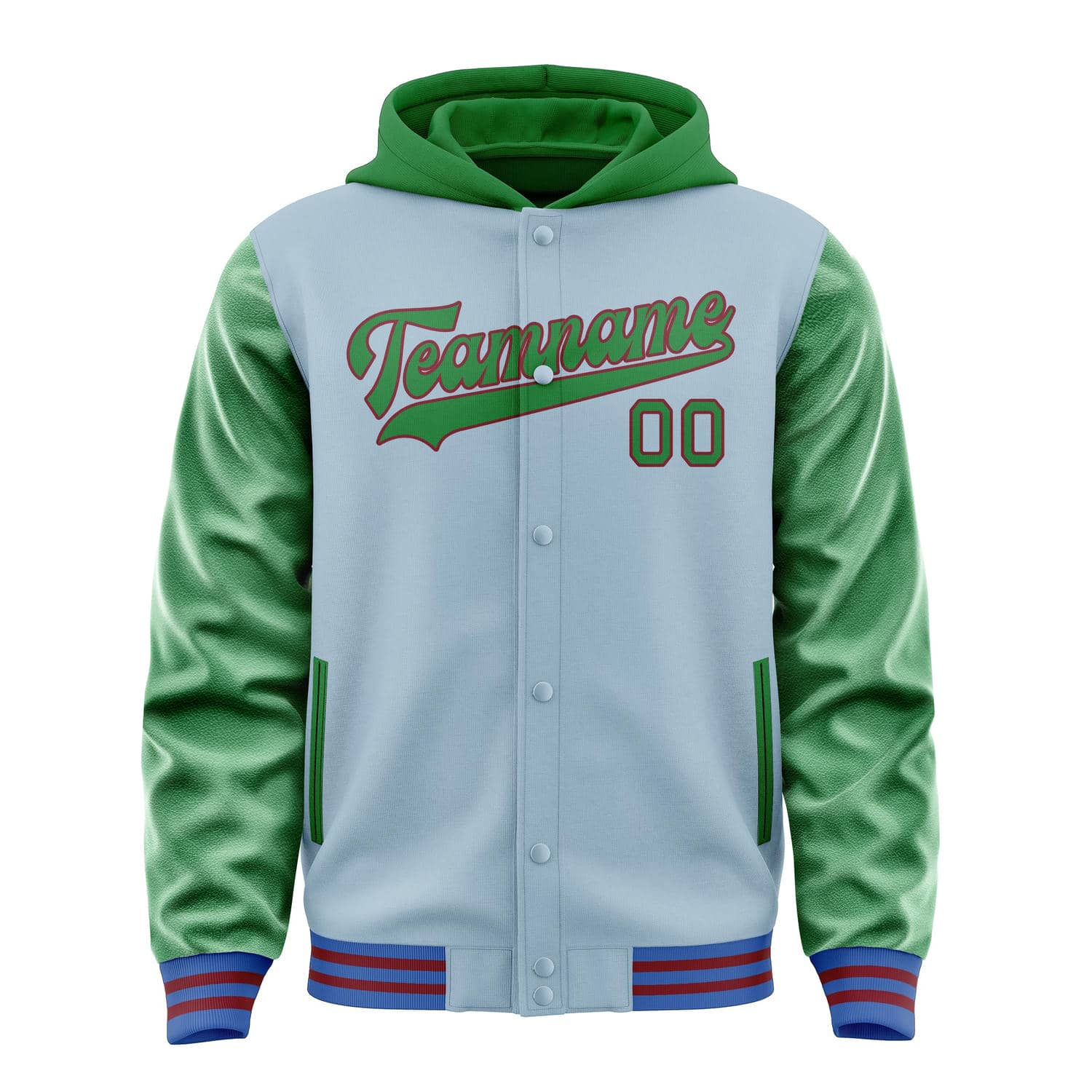 Custom Light Blue Emerald Green Jacket