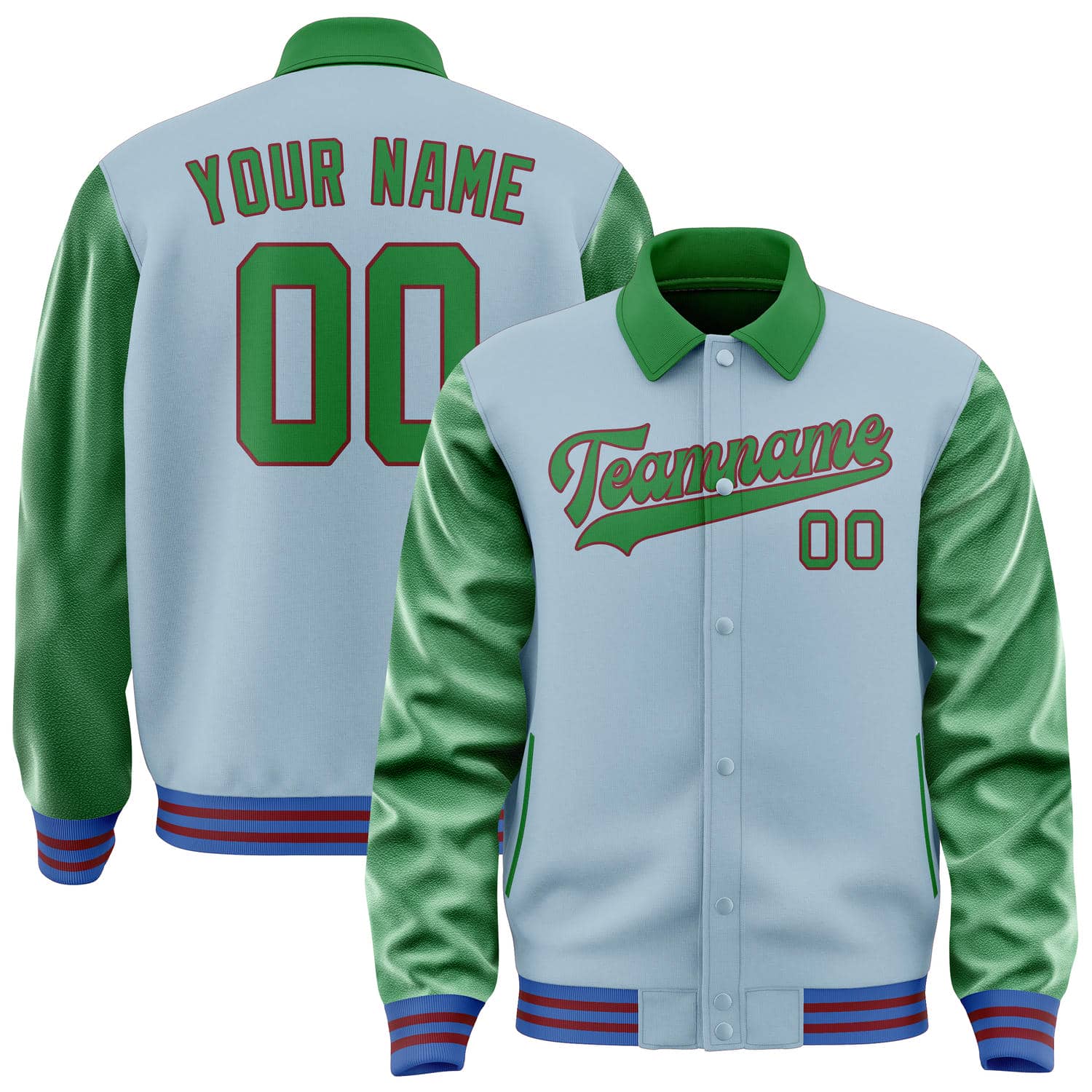 Custom Light Blue Emerald Green Jacket