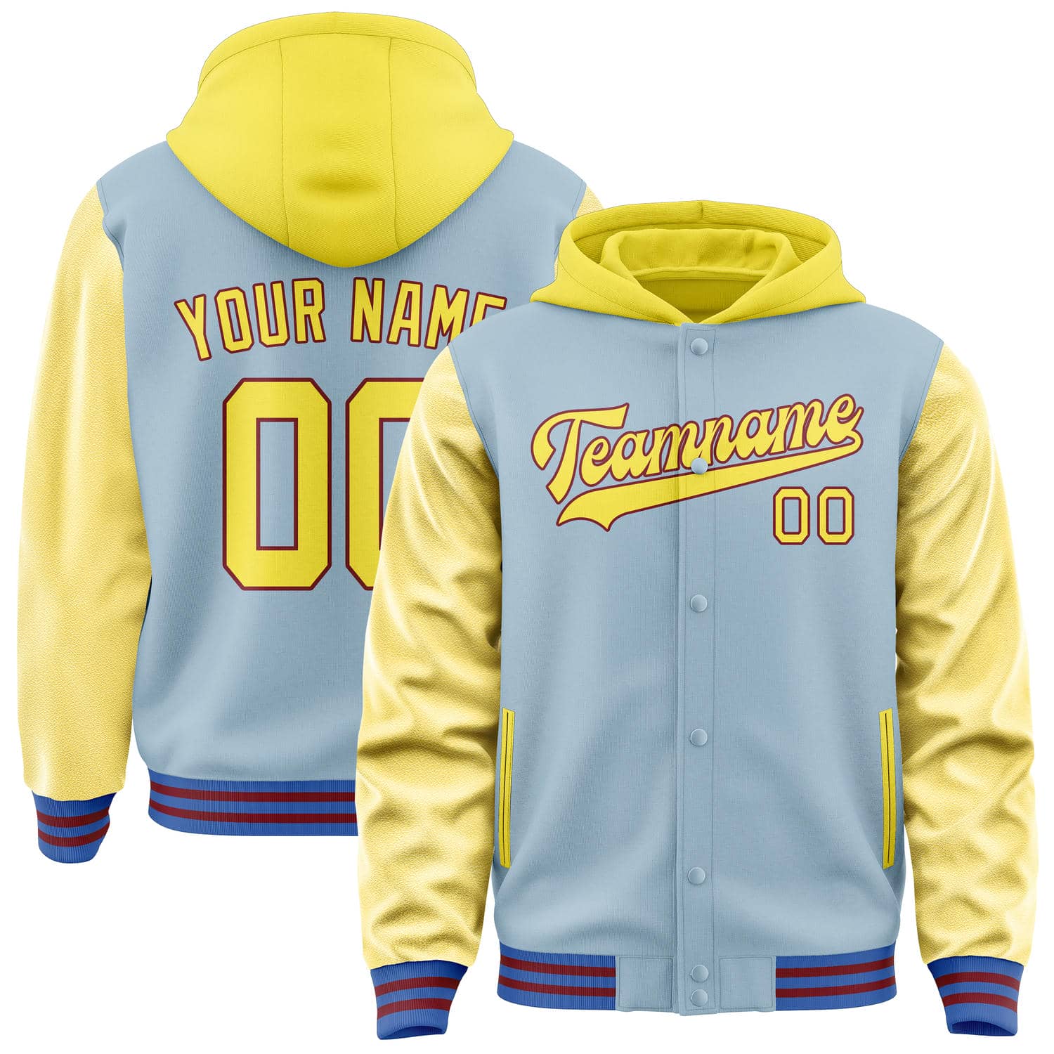 Custom Light Blue Light Yellow Jacket