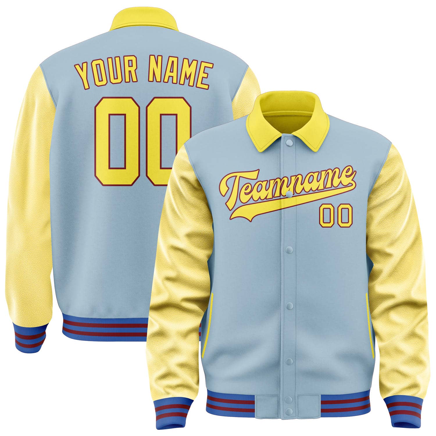 Custom Light Blue Light Yellow Jacket