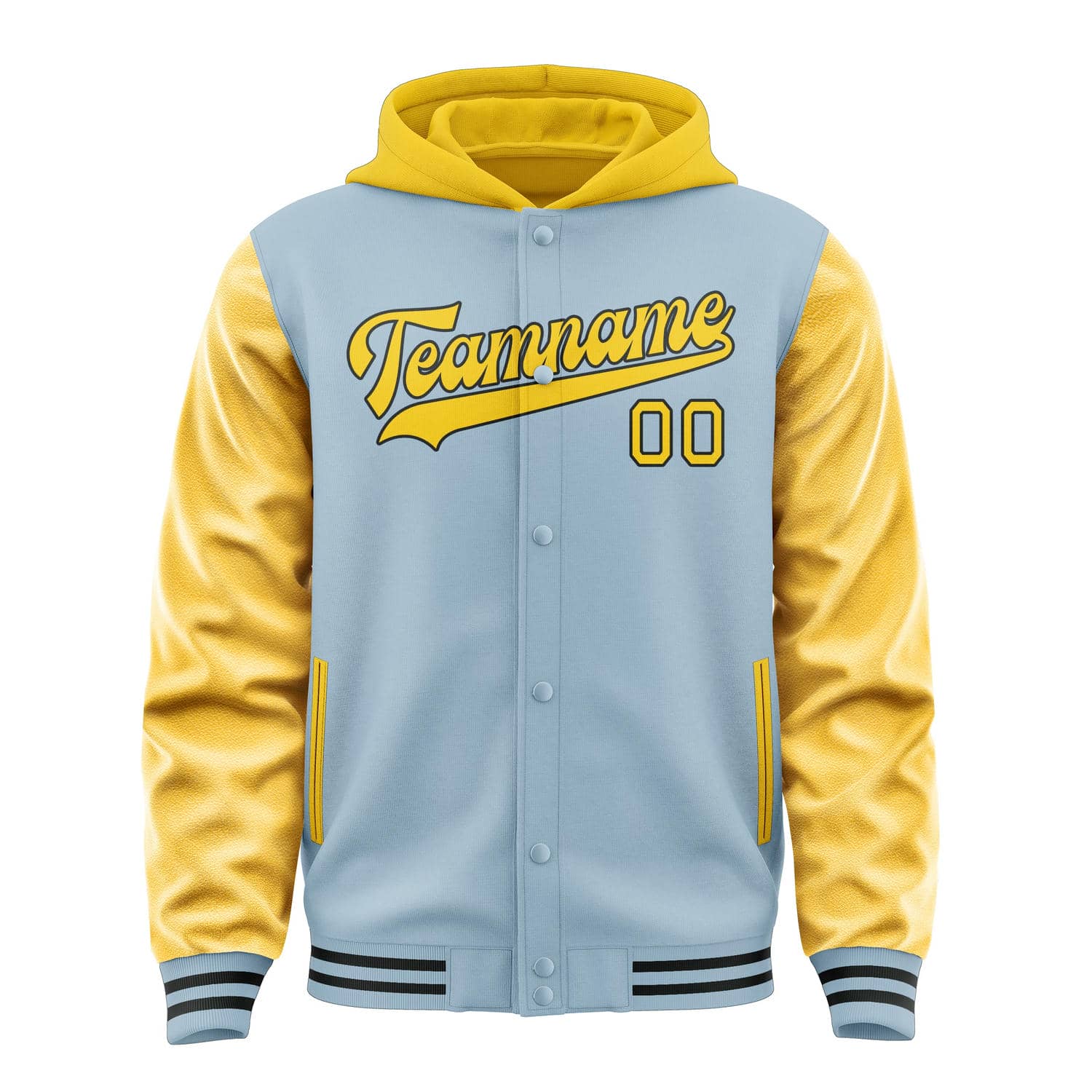 Custom Light Blue Gold Jacket