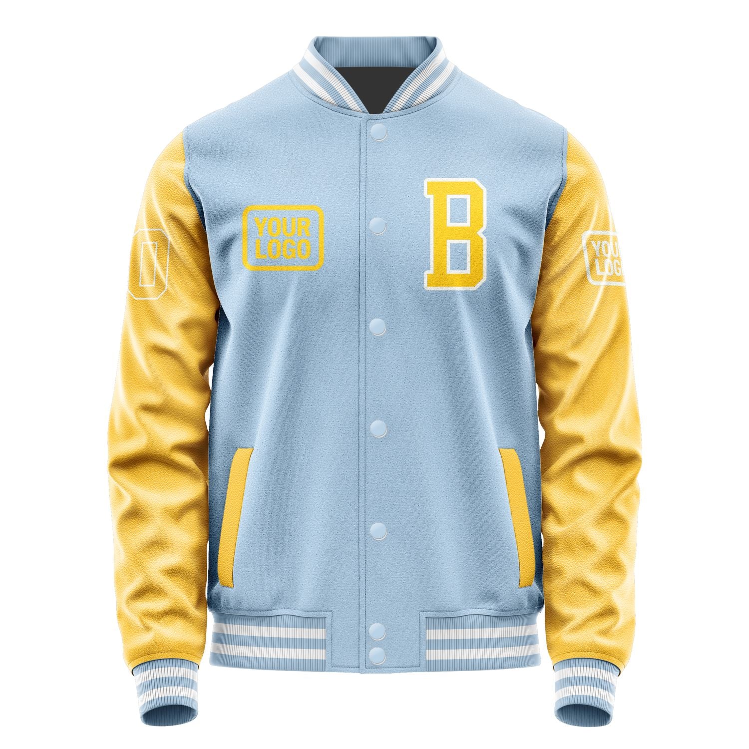 Custom Light Blue Gold Jacket JA080830081818303018
