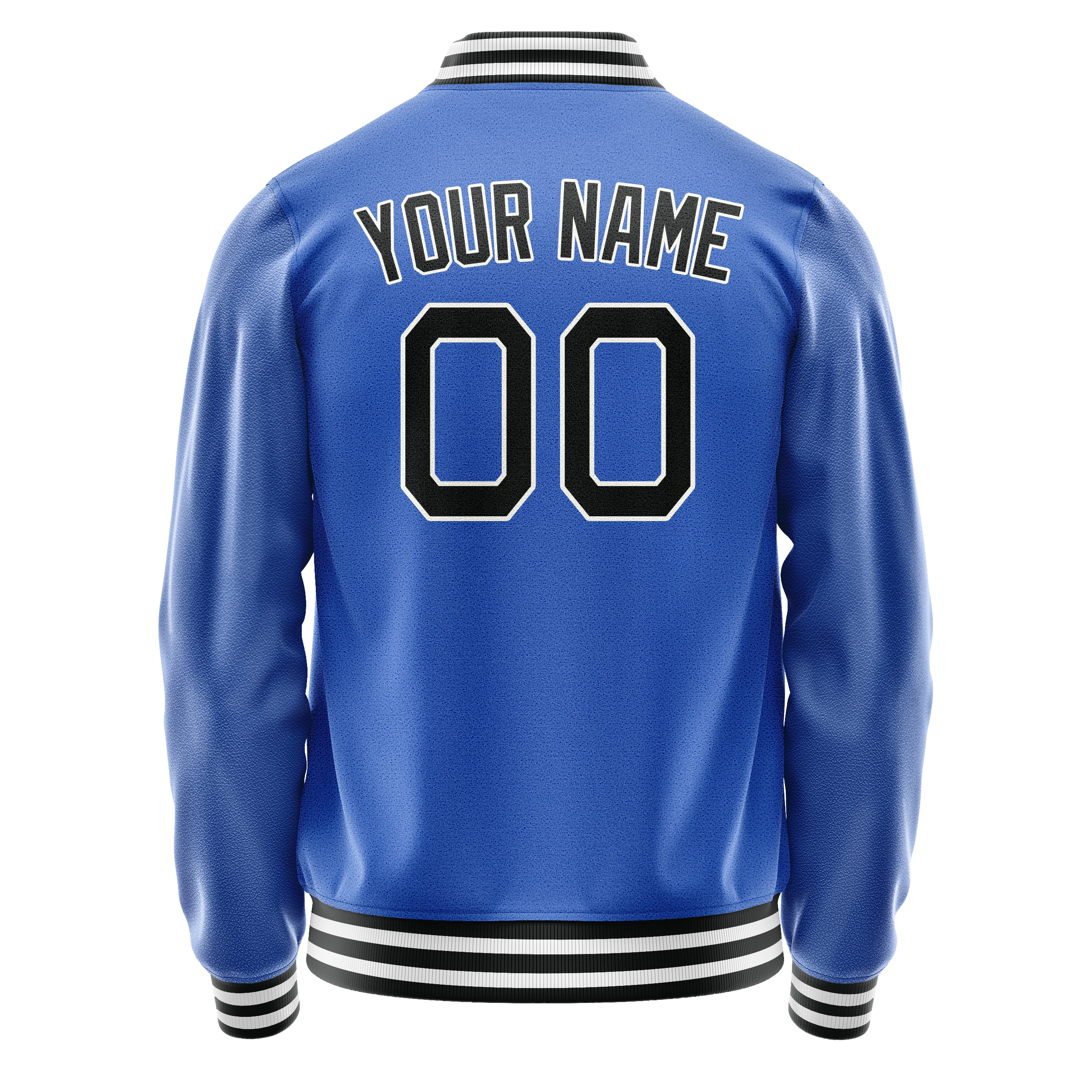 Custom Electric-Blue Black Solid Color Varsity Letterman Jacket JA02240617YH140
