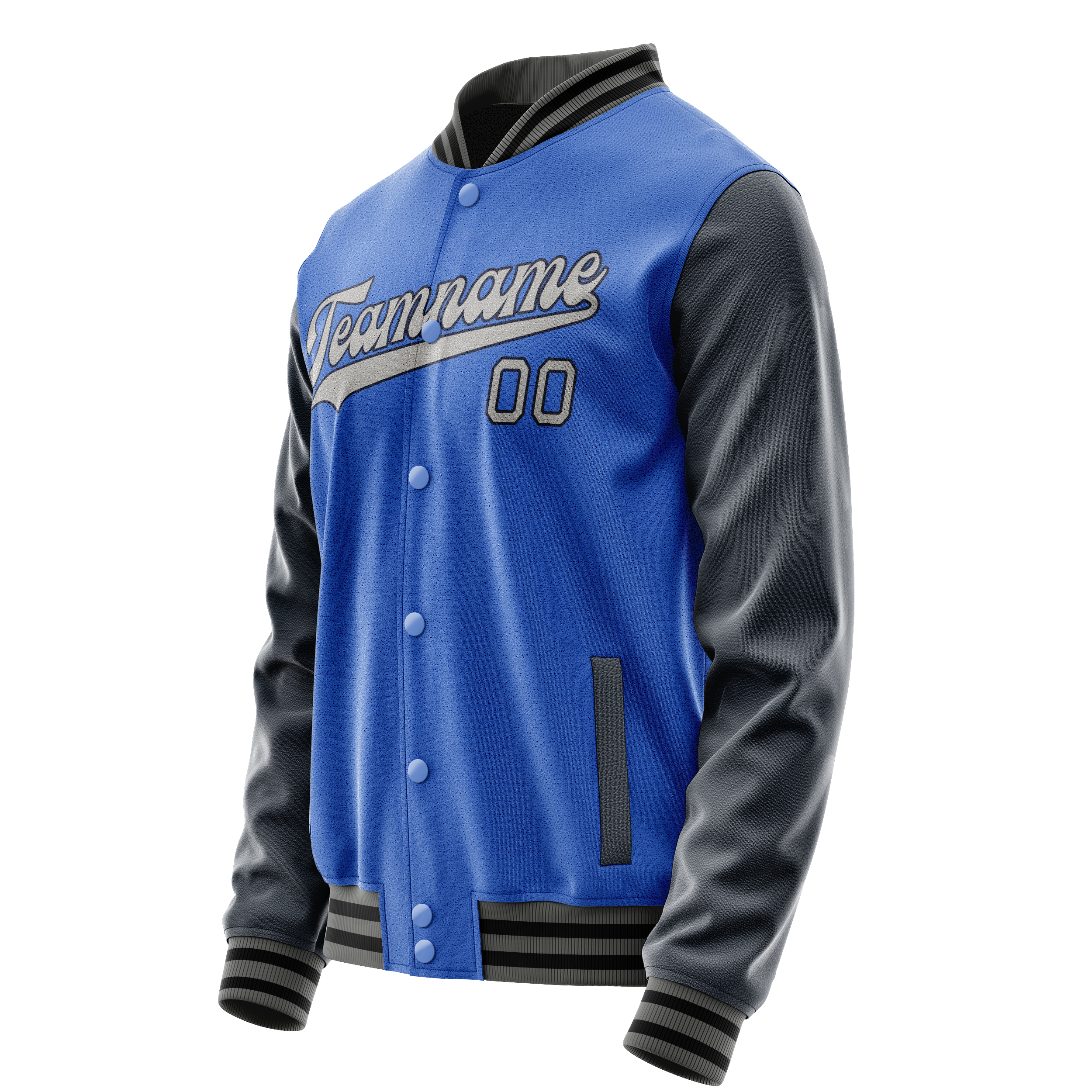 Custom Electric-Blue Navy Solid Color Varsity Letterman Jacket JA02240617YH119