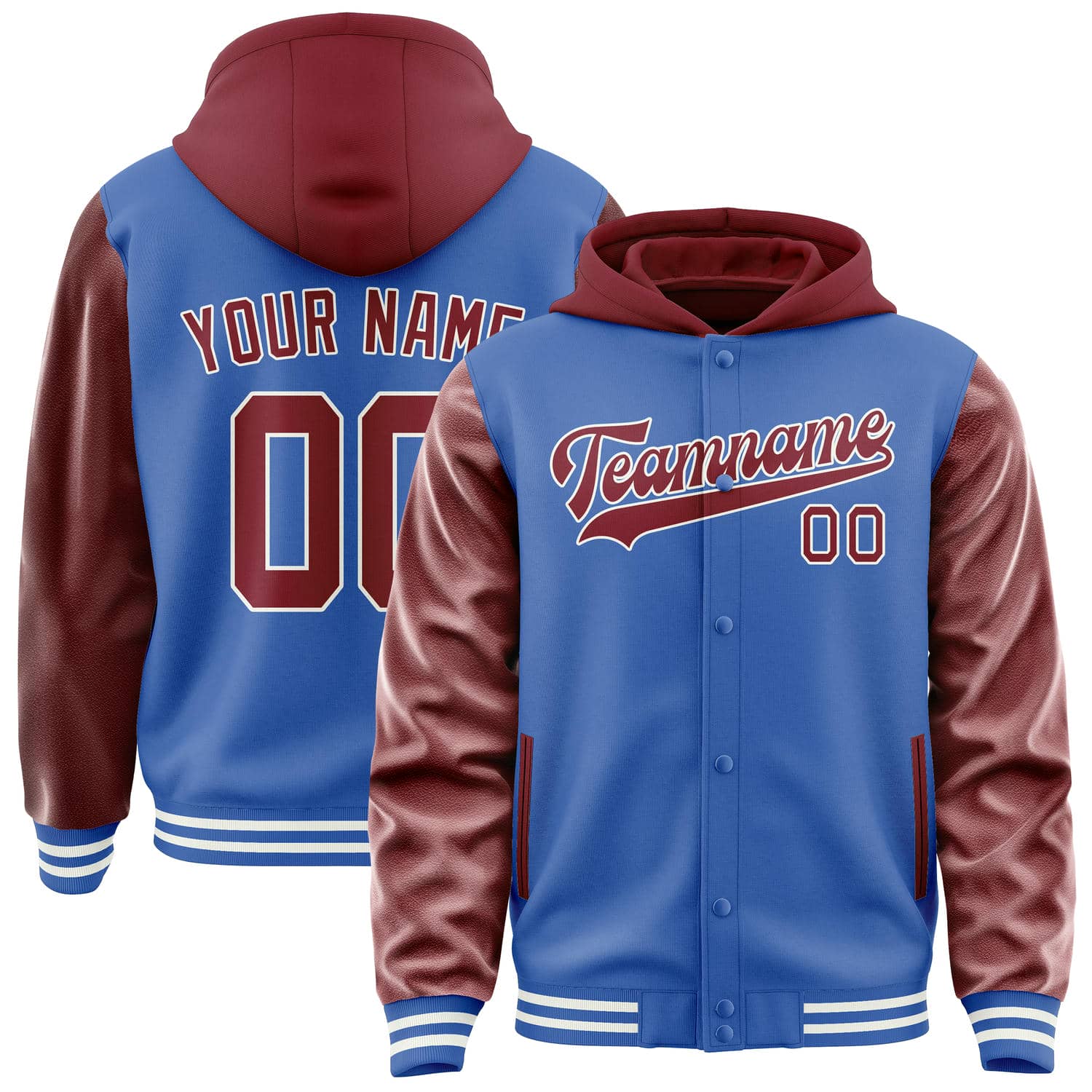 Custom Sky Blue Crimson Red Jacket