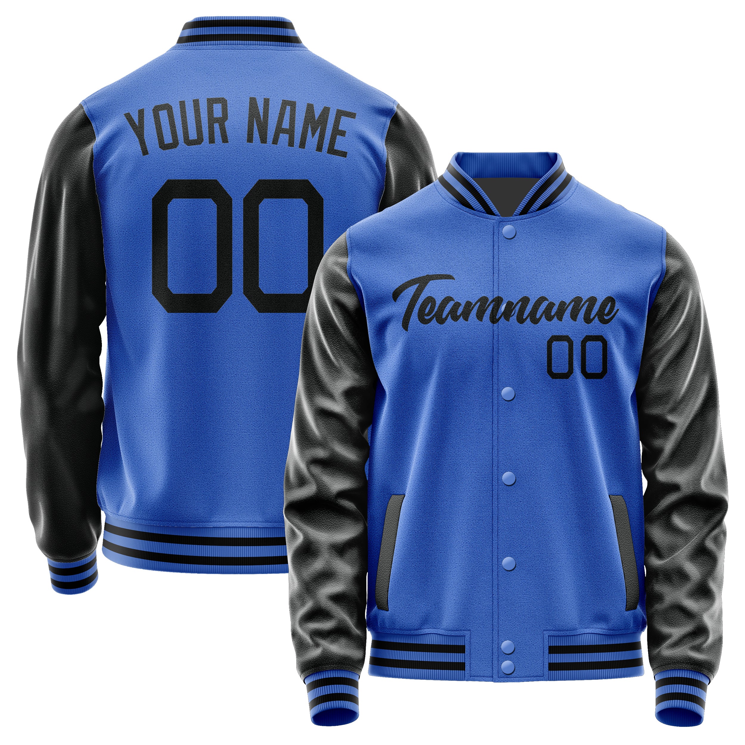 Custom Sky Blue Black Jacket JA0909170917B21717