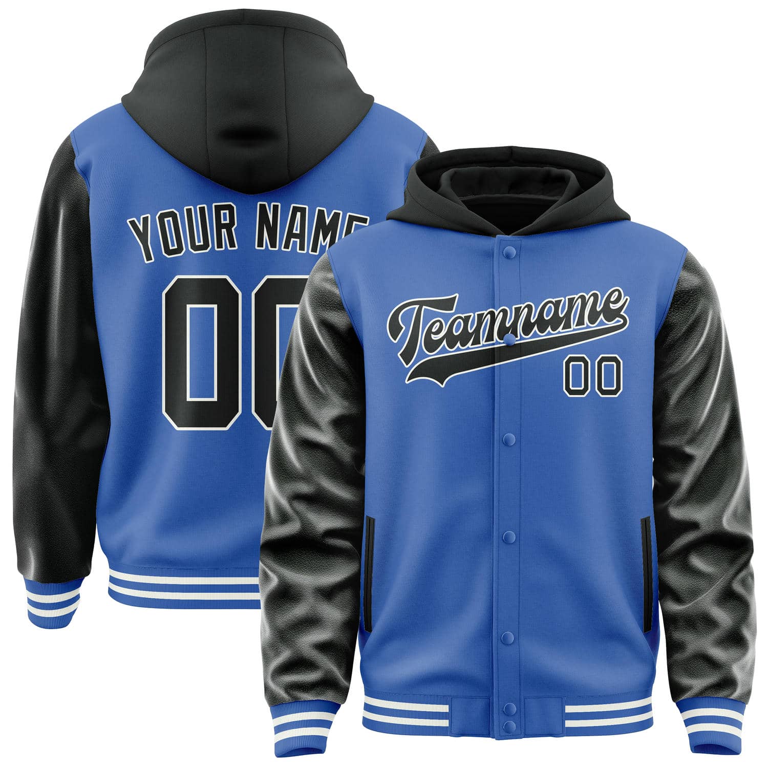 Custom Sky Blue Black Jacket