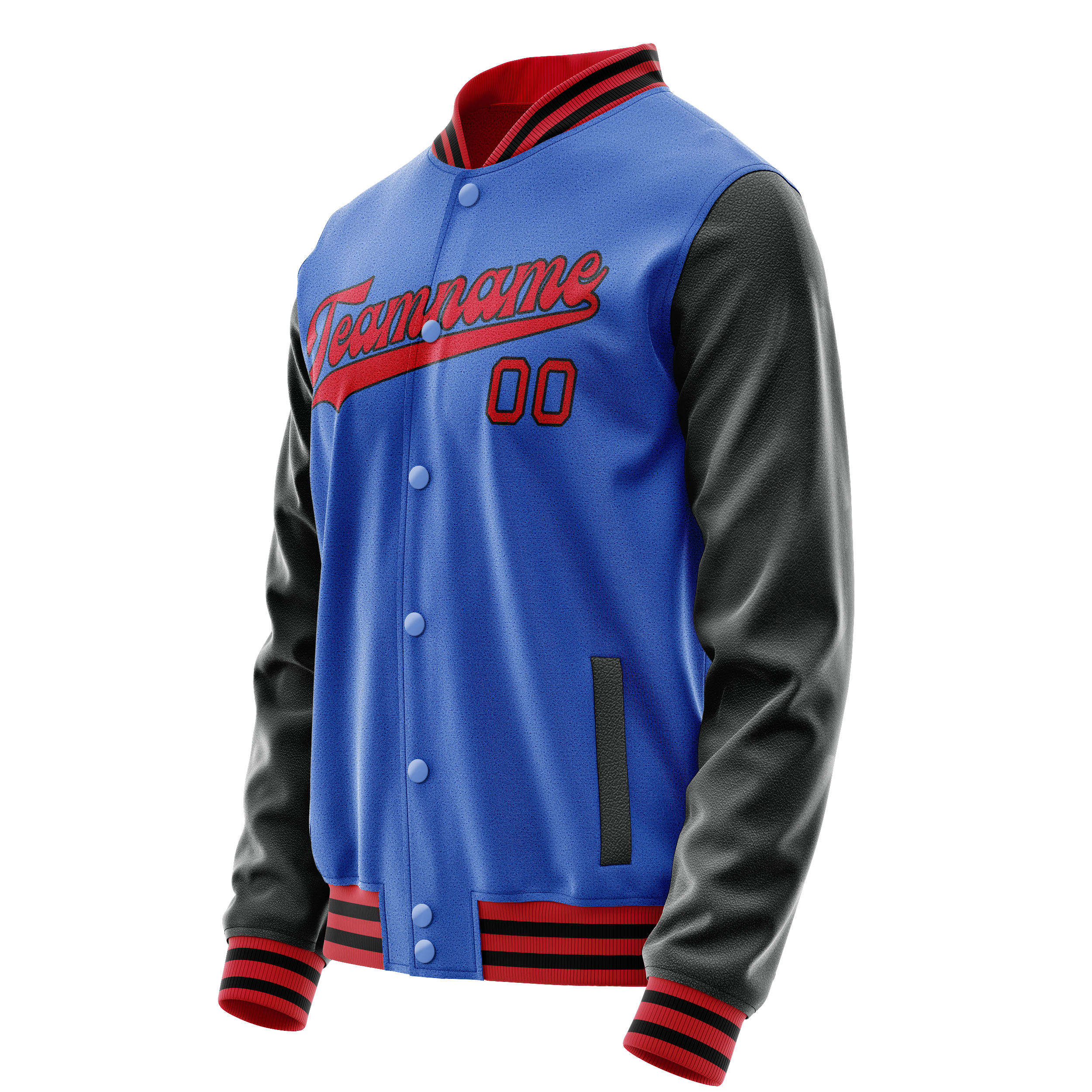 Custom Electric-Blue Black Solid Color Varsity Letterman Jacket JA02240617YH141