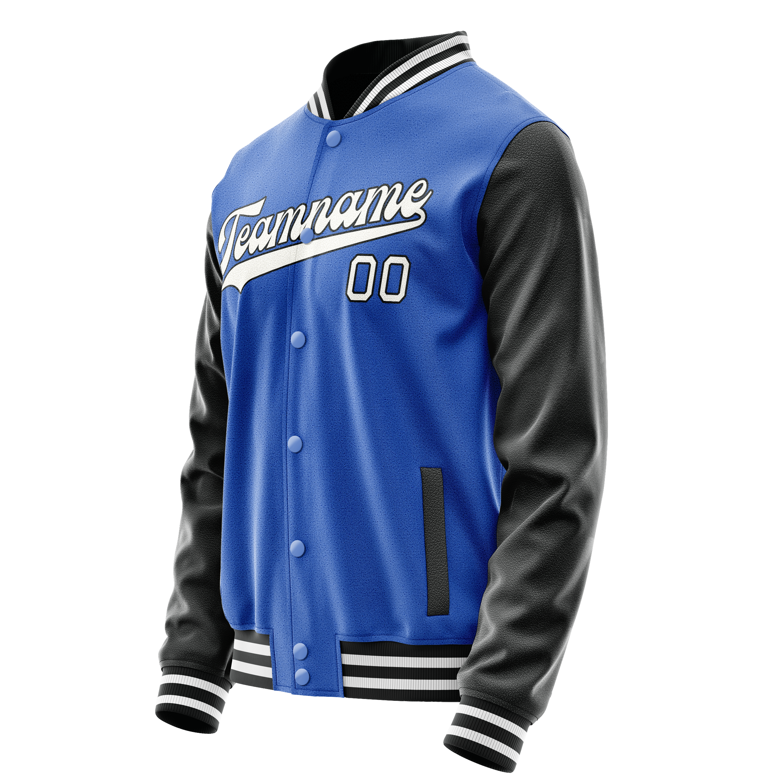 Custom Electric-Blue White Solid Color Varsity Letterman Jacket JA02240617YH144