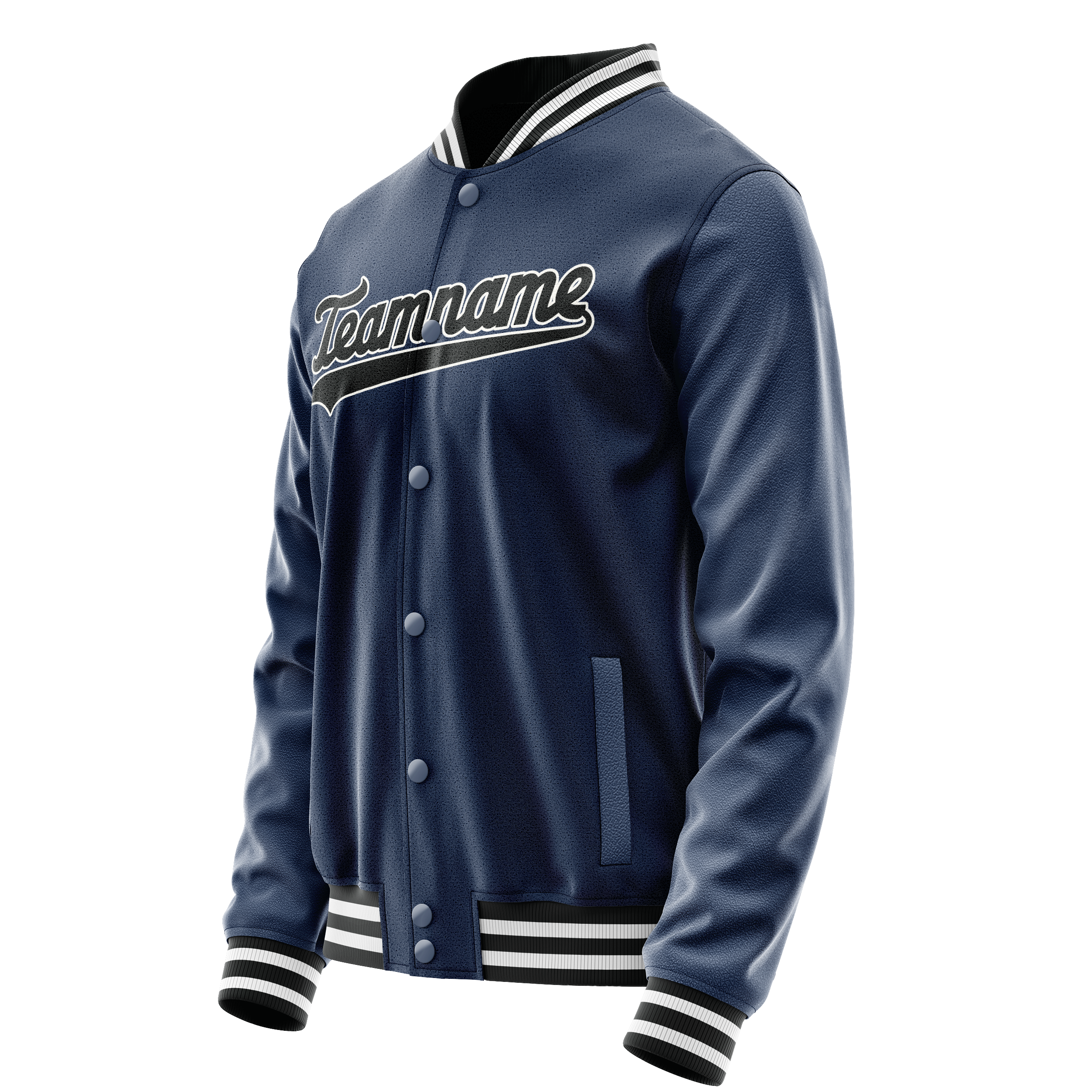 Custom Royal Black Solid Color Varsity Letterman Jacket JA02240617XF545