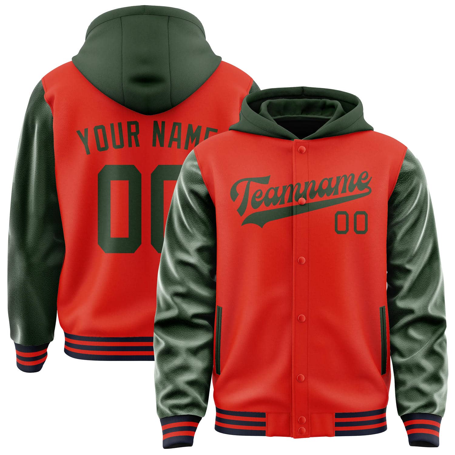 Custom Orange Red Dark Green Jacket