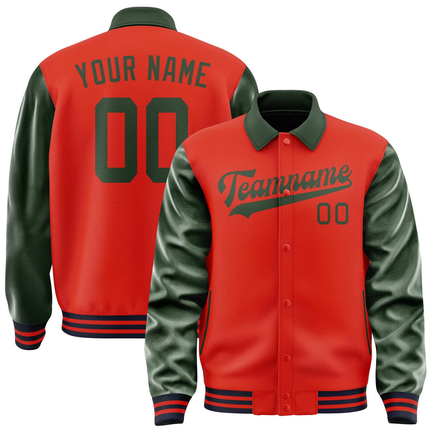 Custom Orange Red Dark Green Jacket