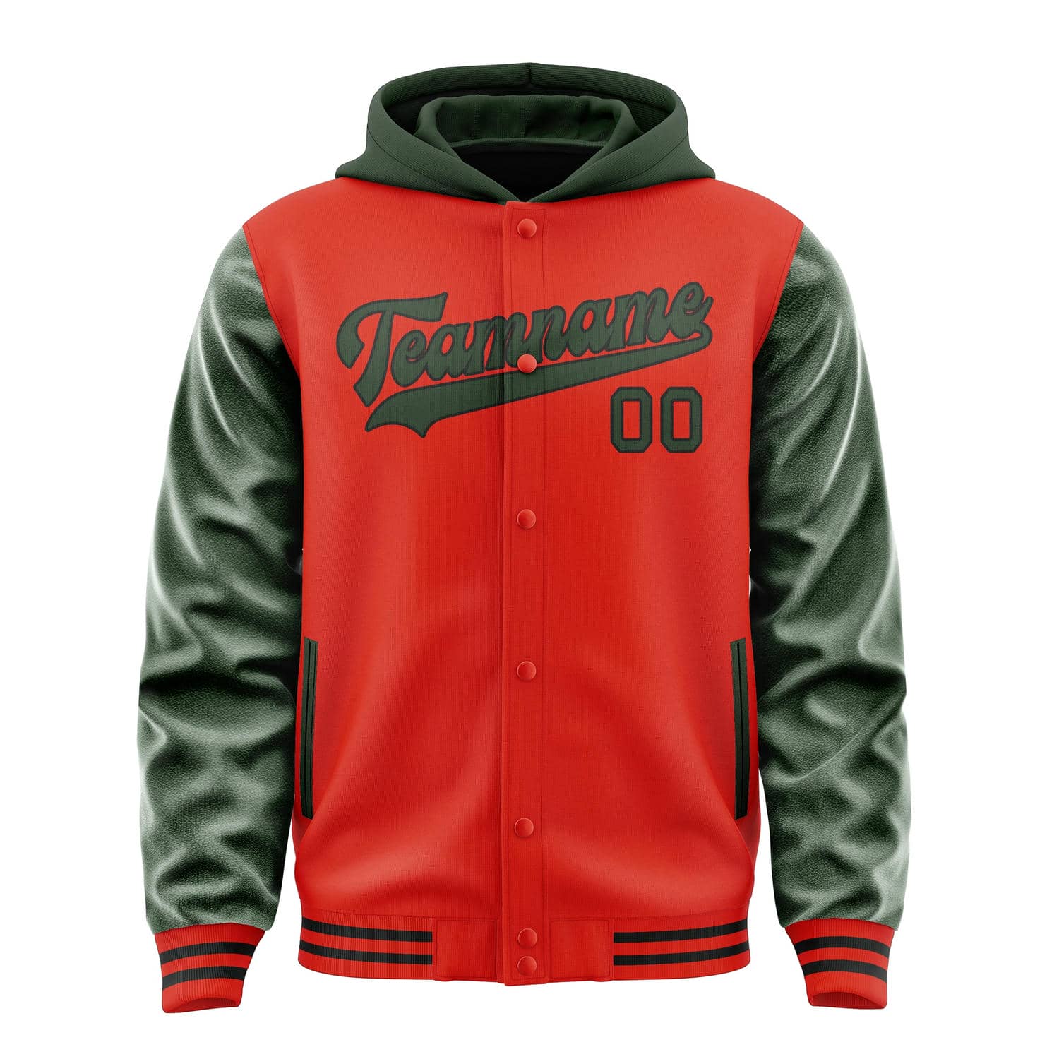 Custom Orange Red Dark Green Jacket