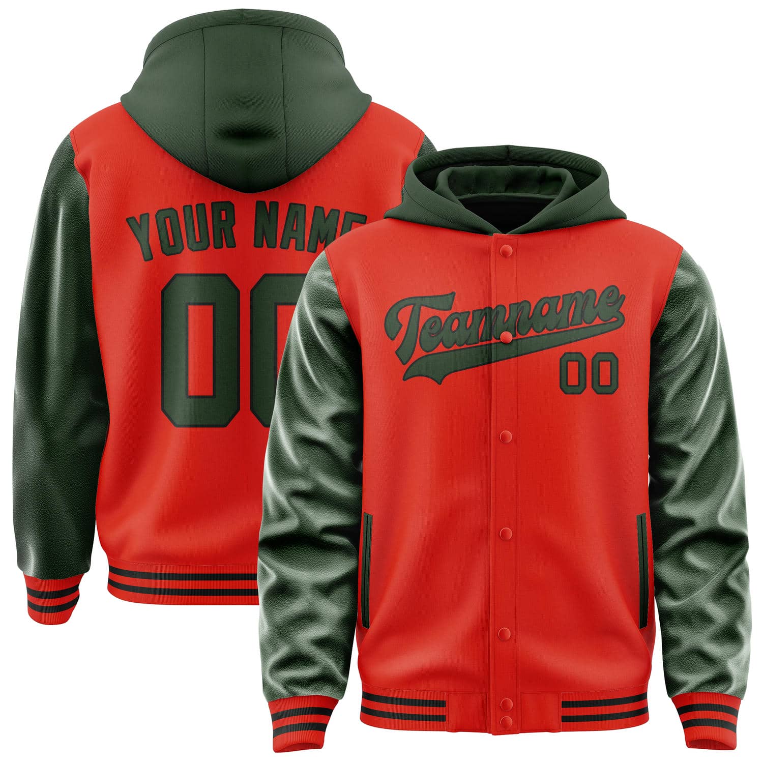 Custom Orange Red Dark Green Jacket