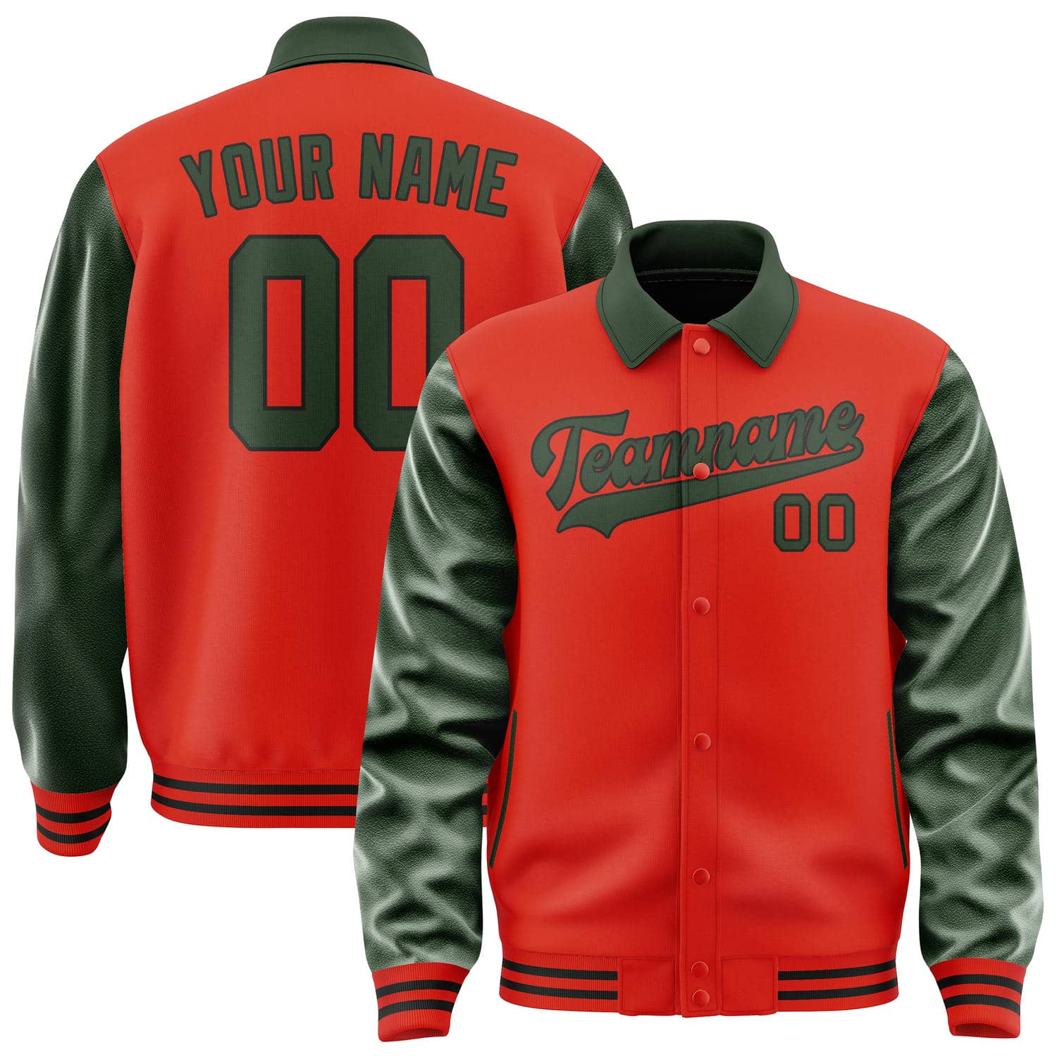 Custom Orange Red Dark Green Jacket