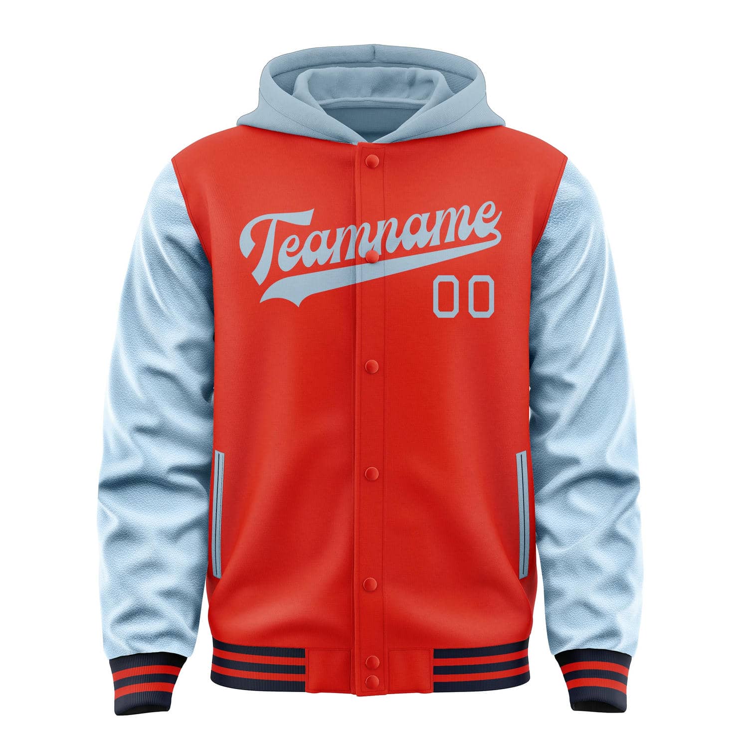 Custom Orange Red Light Blue Jacket