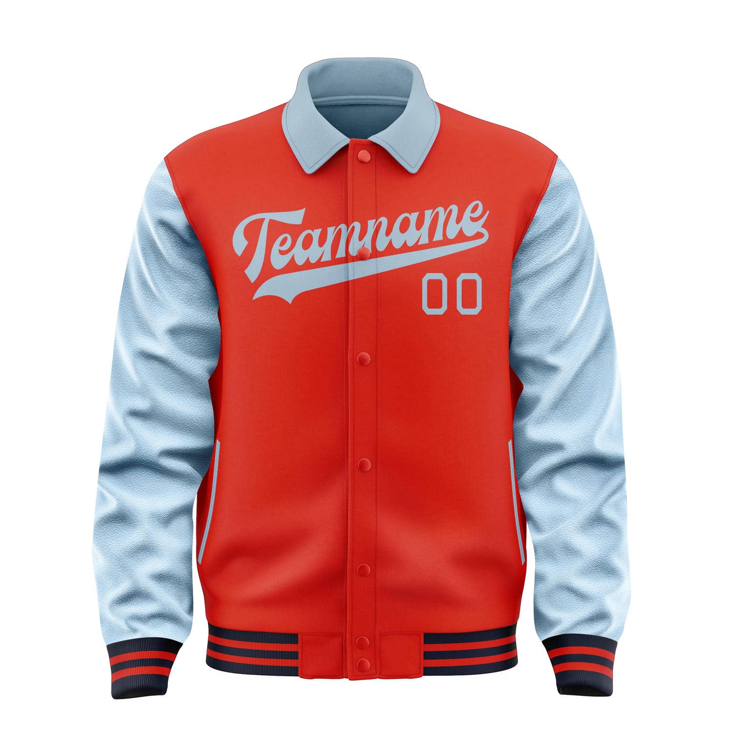 Custom Orange Red Light Blue Jacket