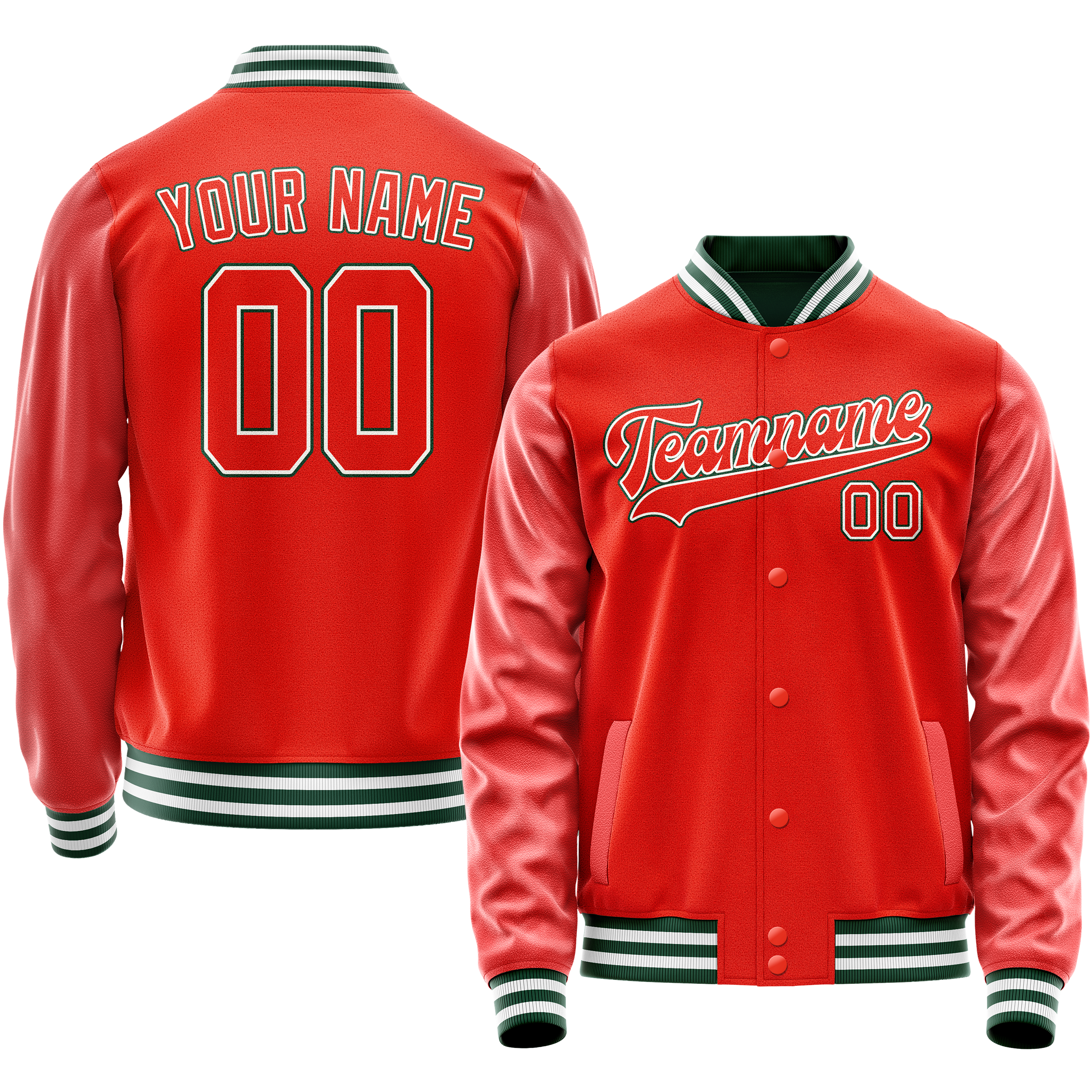 Custom Orange White Solid Color Varsity Letterman Jacket JA02240617XE339