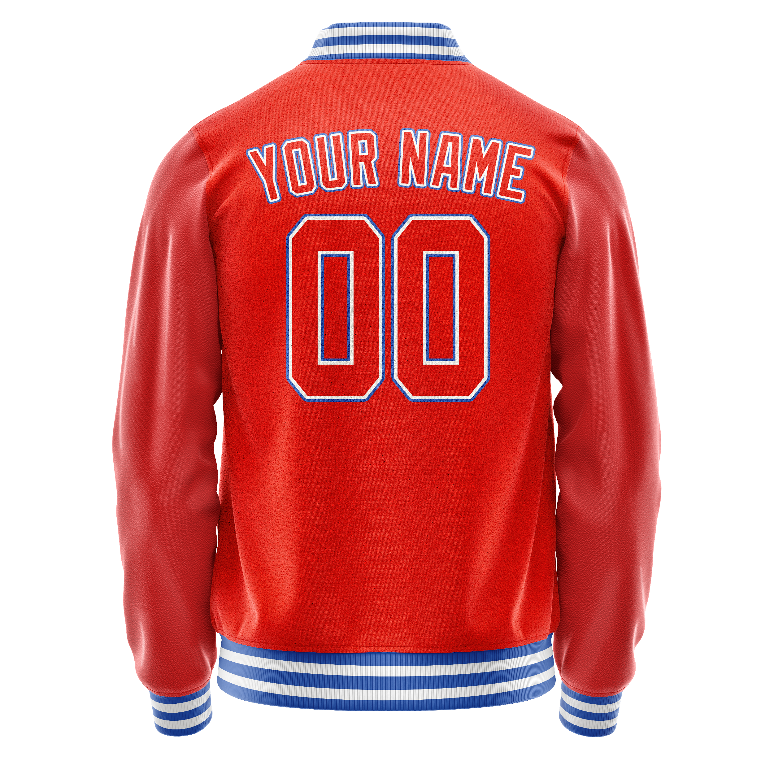 Custom Orange White Solid Color Varsity Letterman Jacket JA02240617XE335