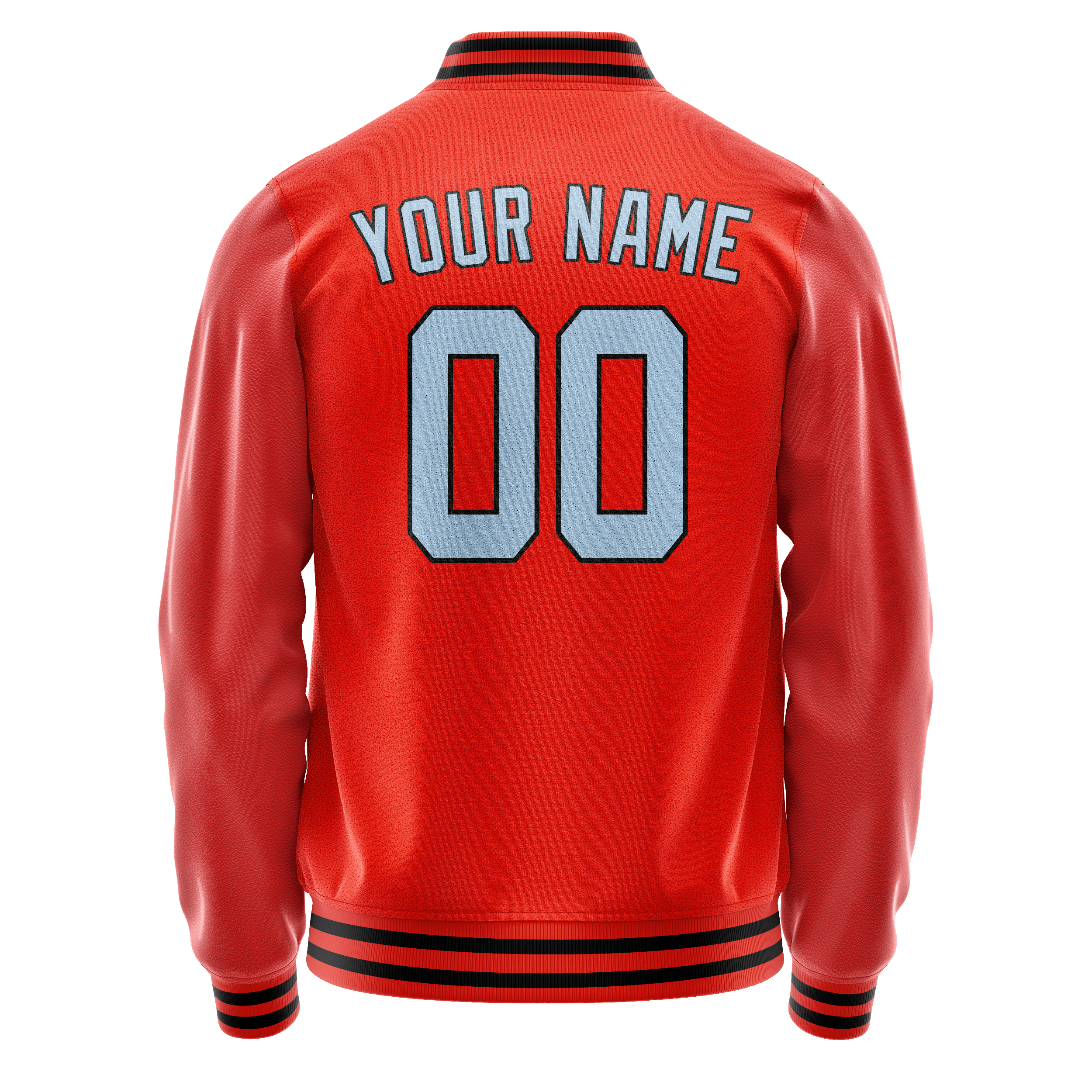 Custom Orange Light-Blue Solid Color Varsity Letterman Jacket JA02240617XE334