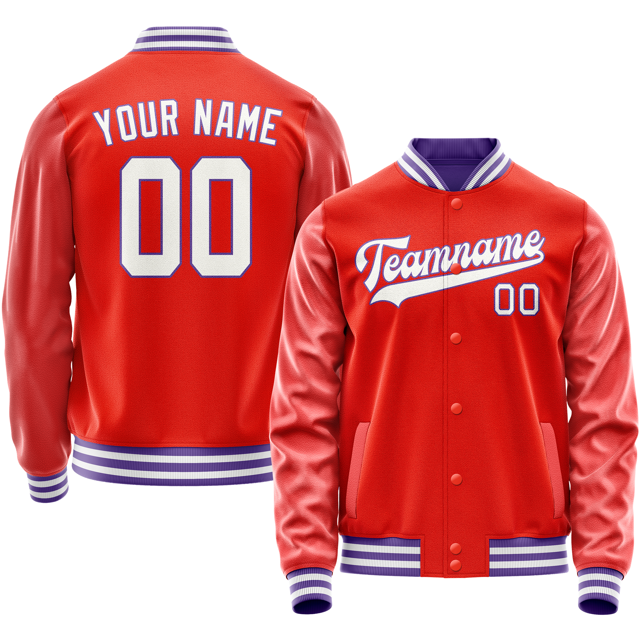 Custom Orange White Solid Color Varsity Letterman Jacket JA02240617XE344