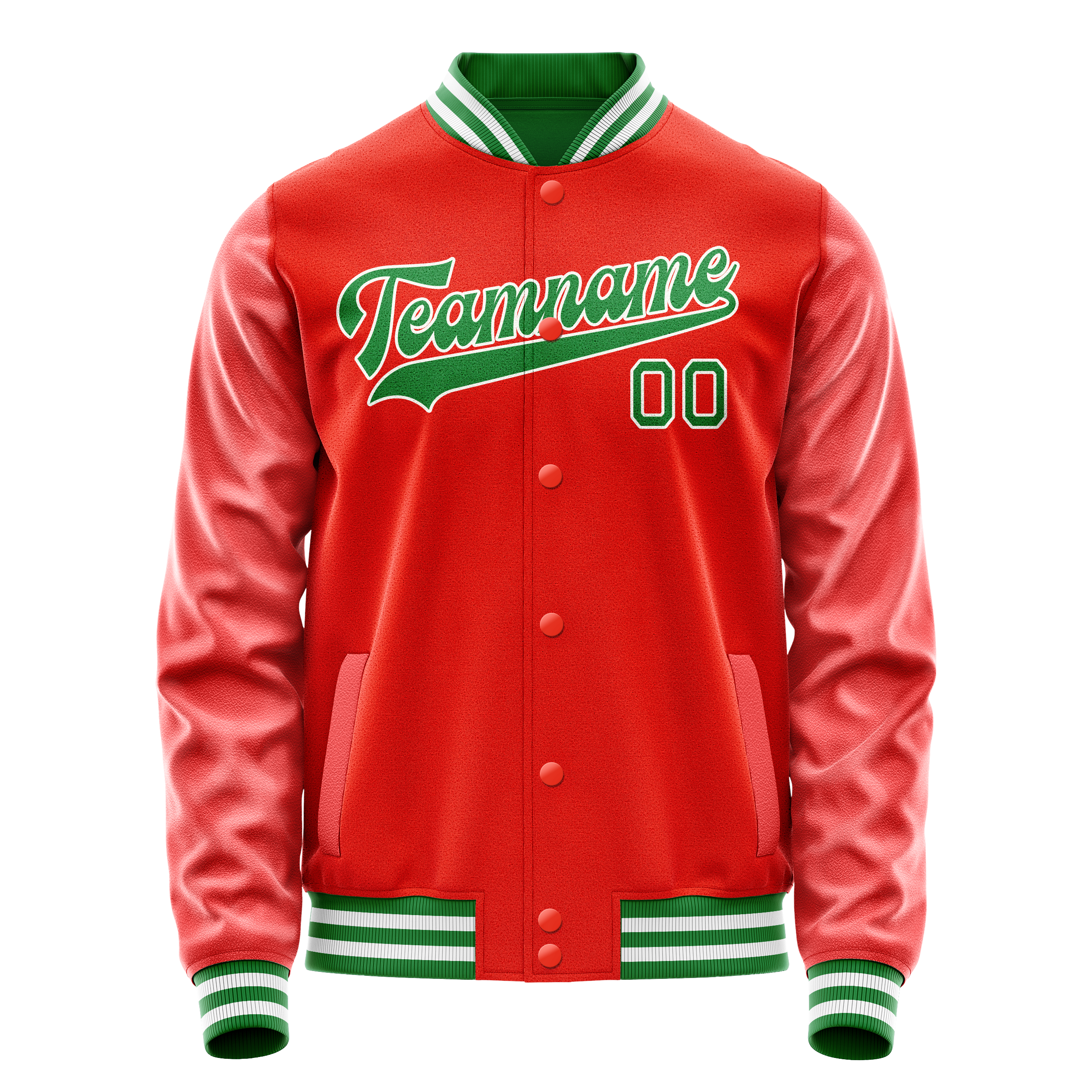 Custom Orange Teal Solid Color Varsity Letterman Jacket JA02240617XE341