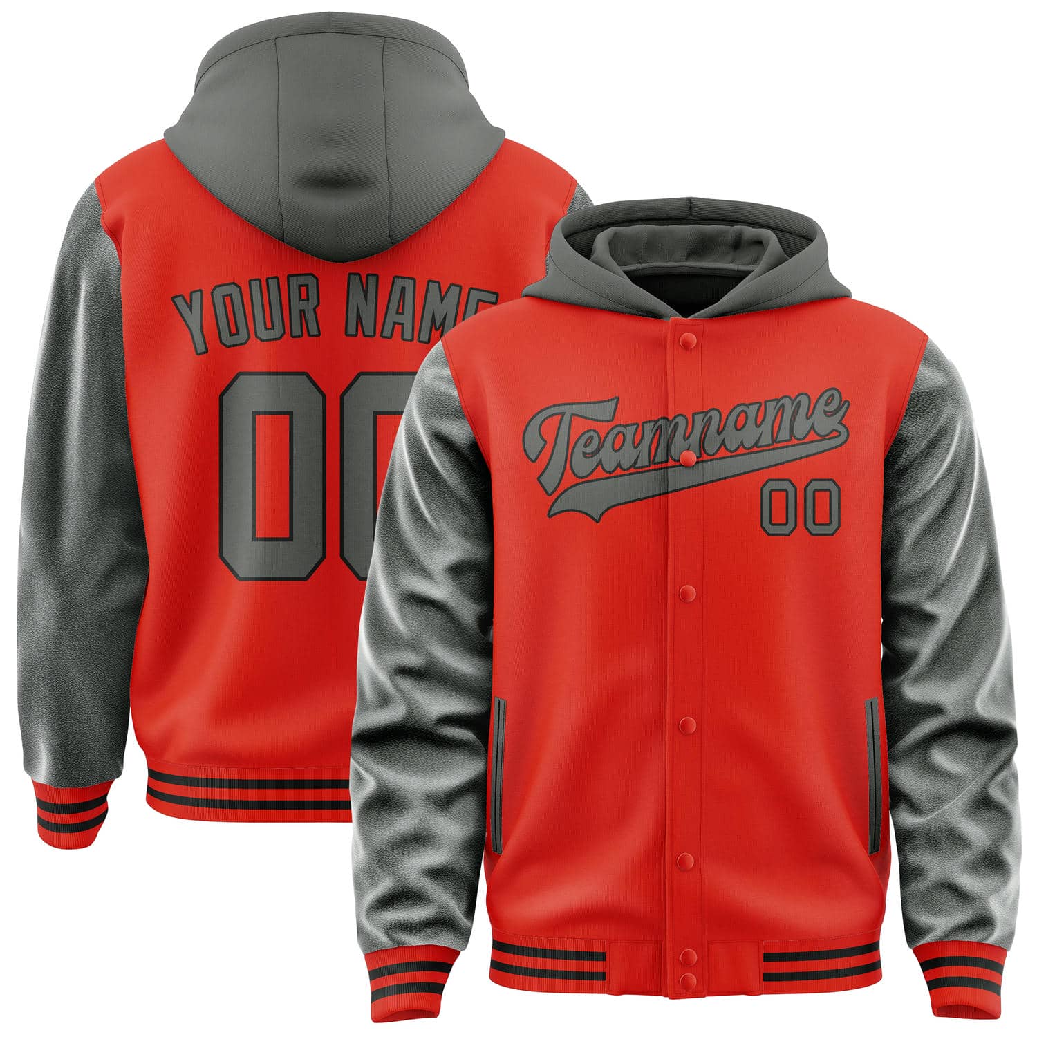Custom Orange Red Dark Grey Jacket
