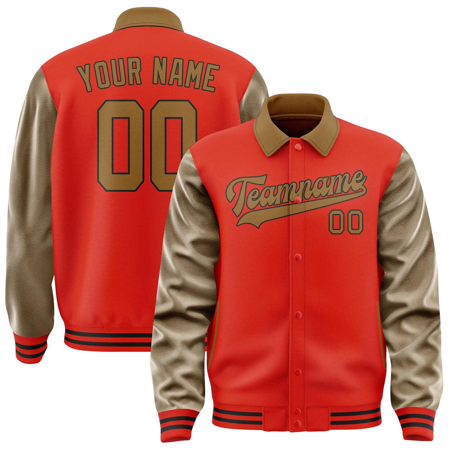 Custom Orange Red Khaki Jacket