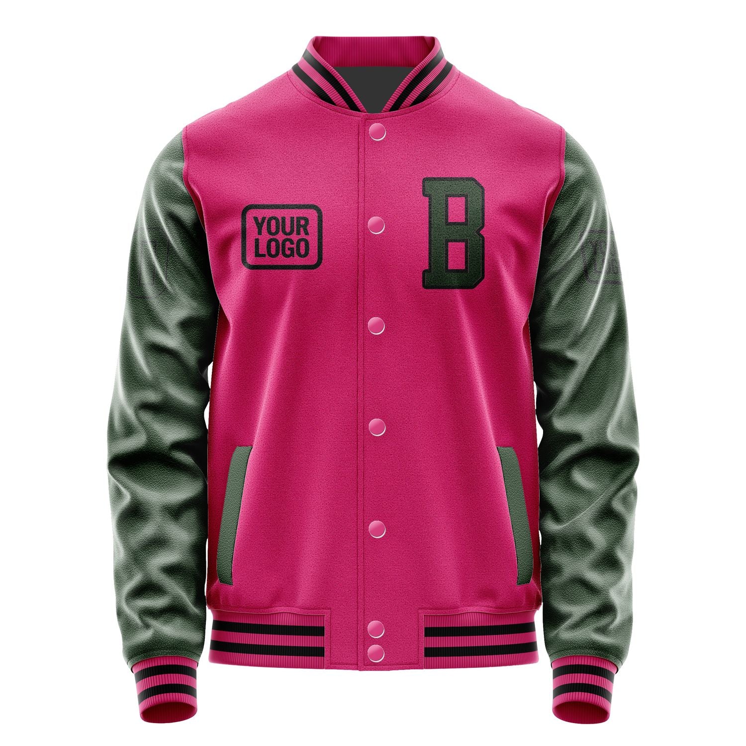 Custom Pink Dark Green Jacket JA131306131717060617