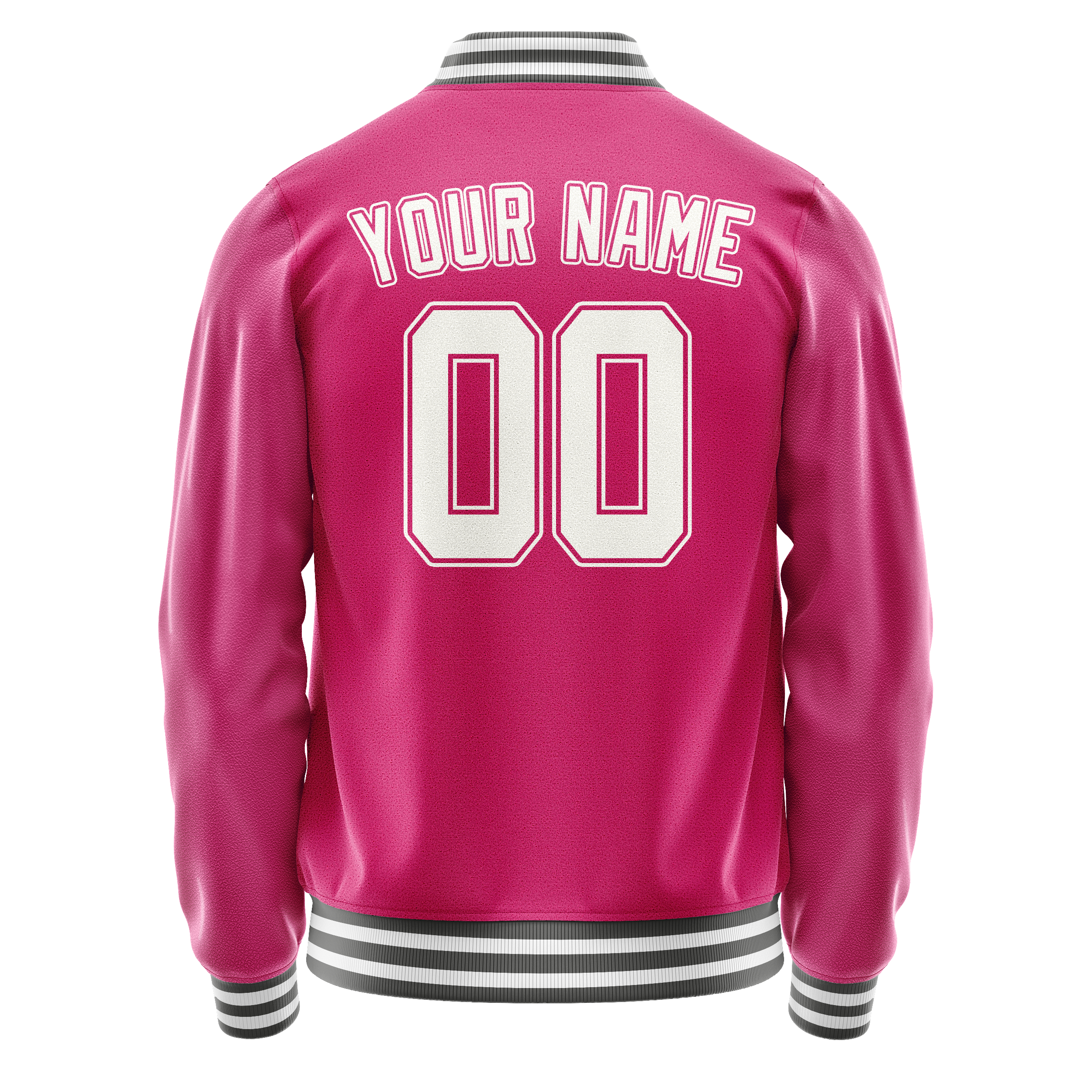Custom Pink White Solid Color Varsity Letterman Jacket JA02240617SH324