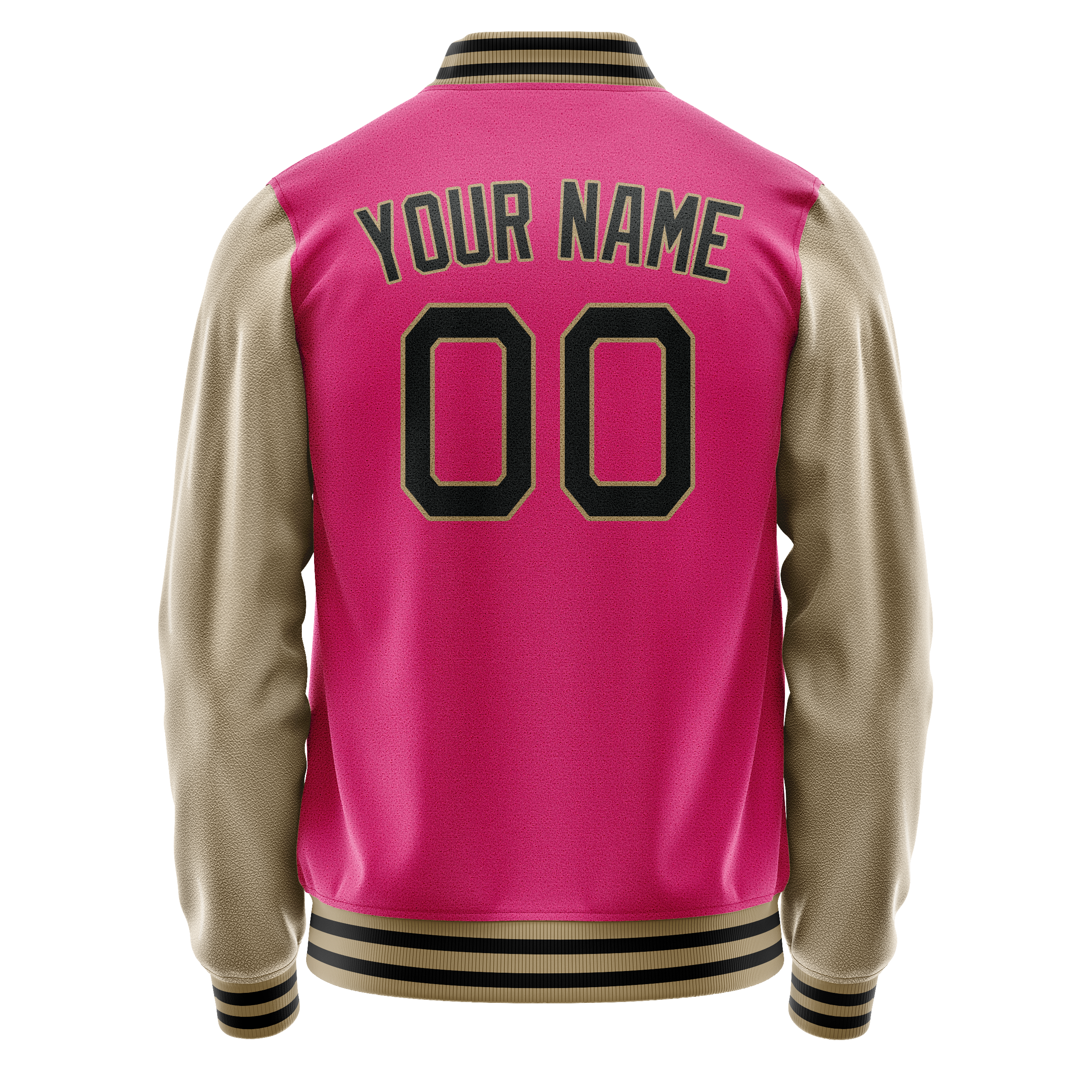 Custom Pink Cream Solid Color Varsity Letterman Jacket JA02240617SH305