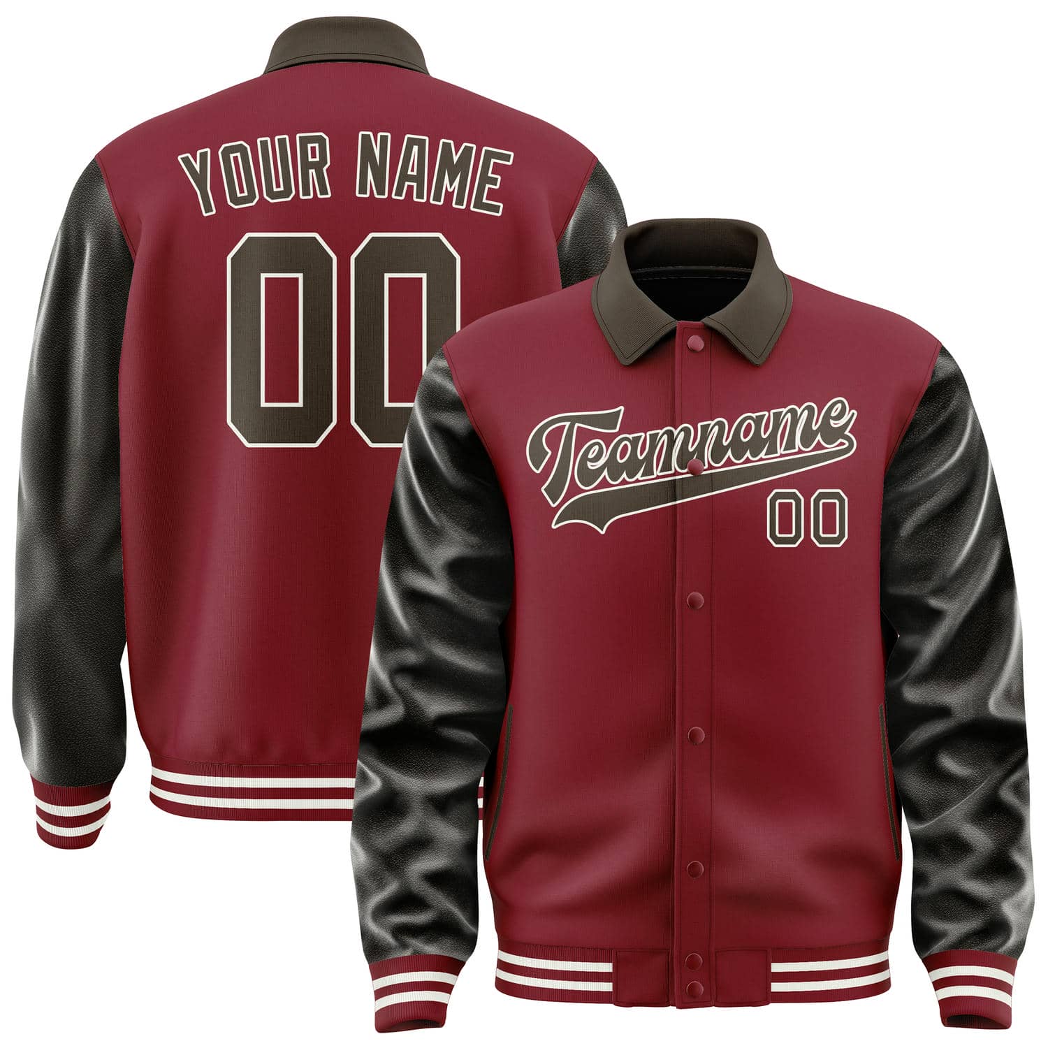 Custom Crimson Red Brown Jacket