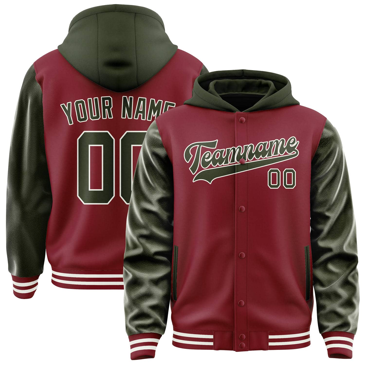 Custom Crimson Red Olive Jacket
