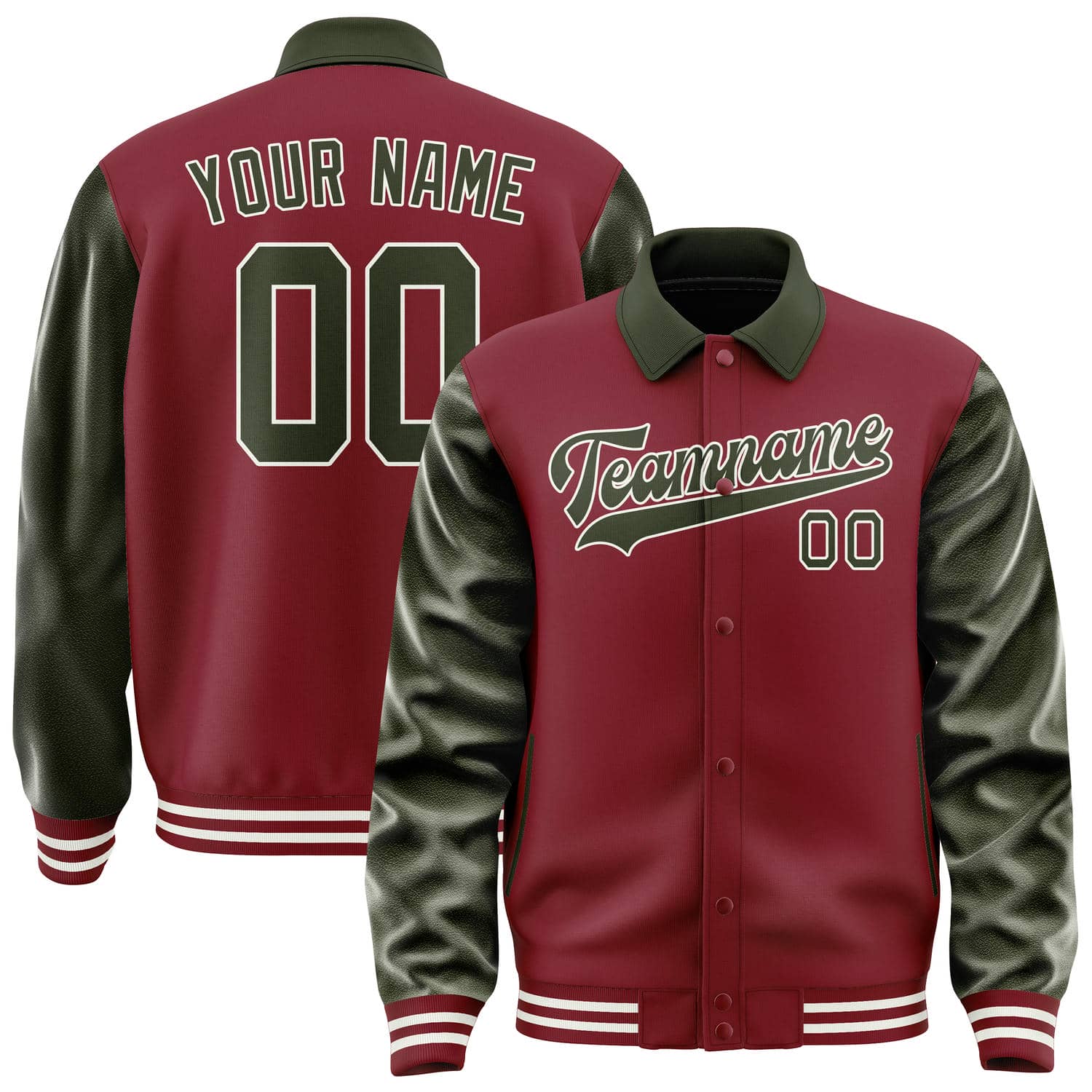 Custom Crimson Red Olive Jacket