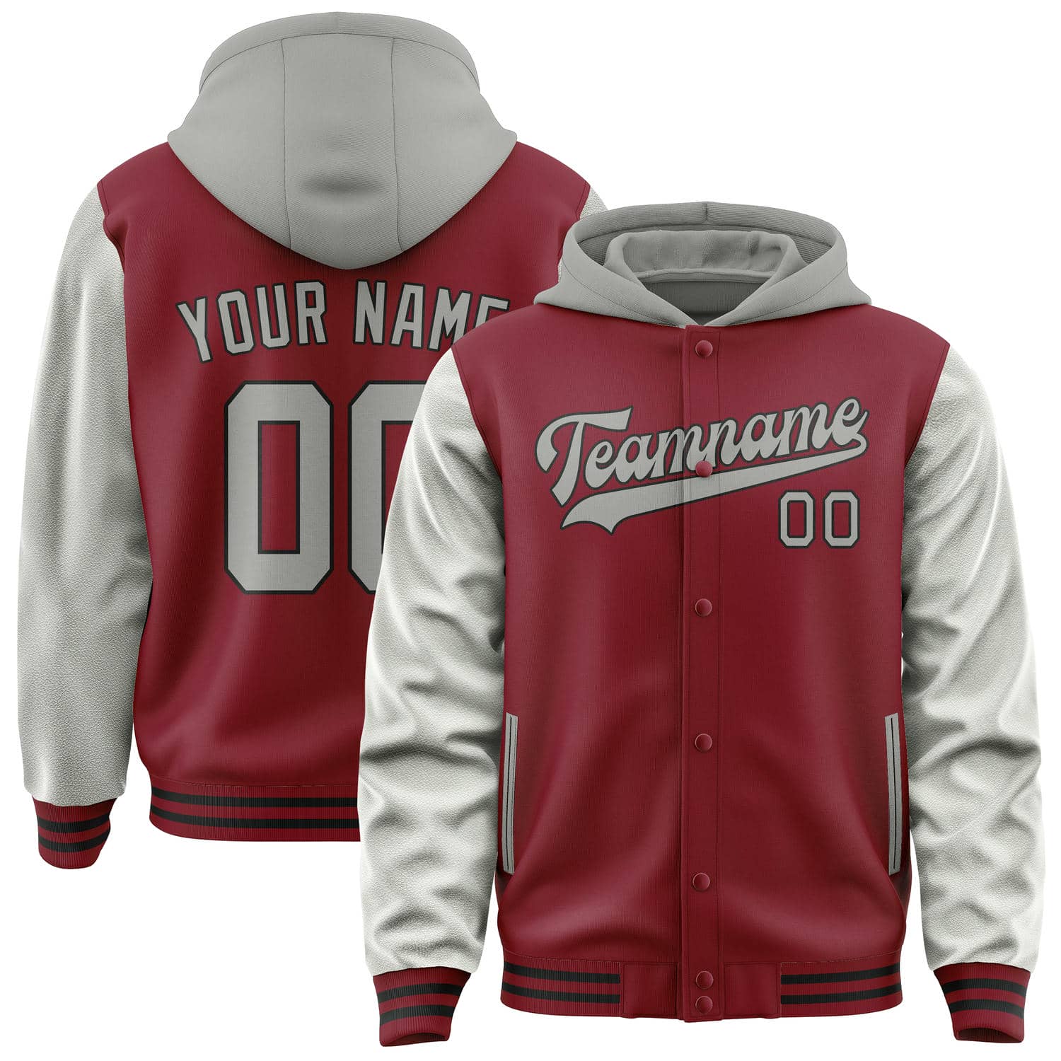 Custom Crimson Red Gray Jacket