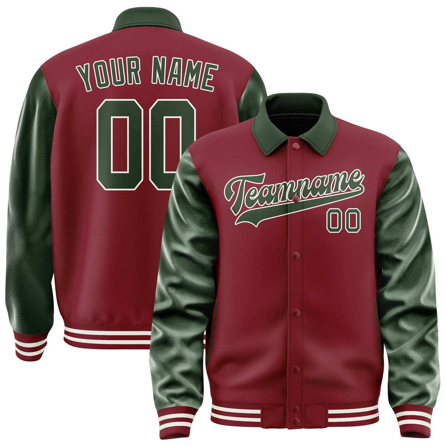 Custom Crimson Red Dark Green Jacket