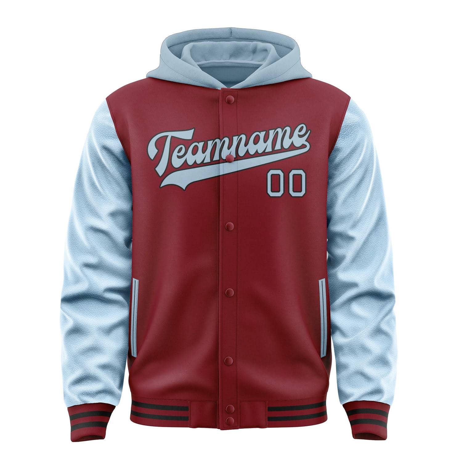 Custom Crimson Red Light Blue Jacket