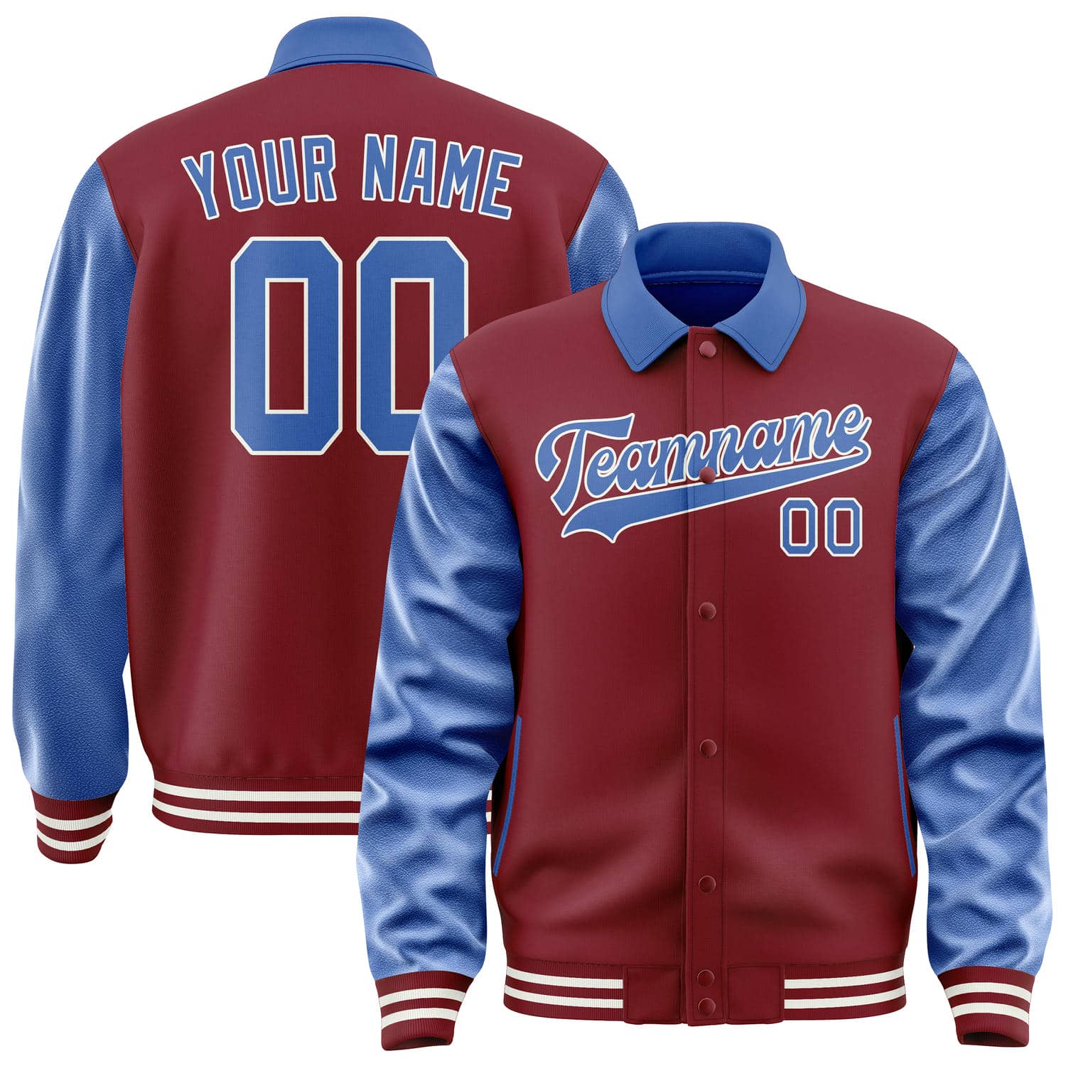 Custom Crimson Red Sky Blue Jacket