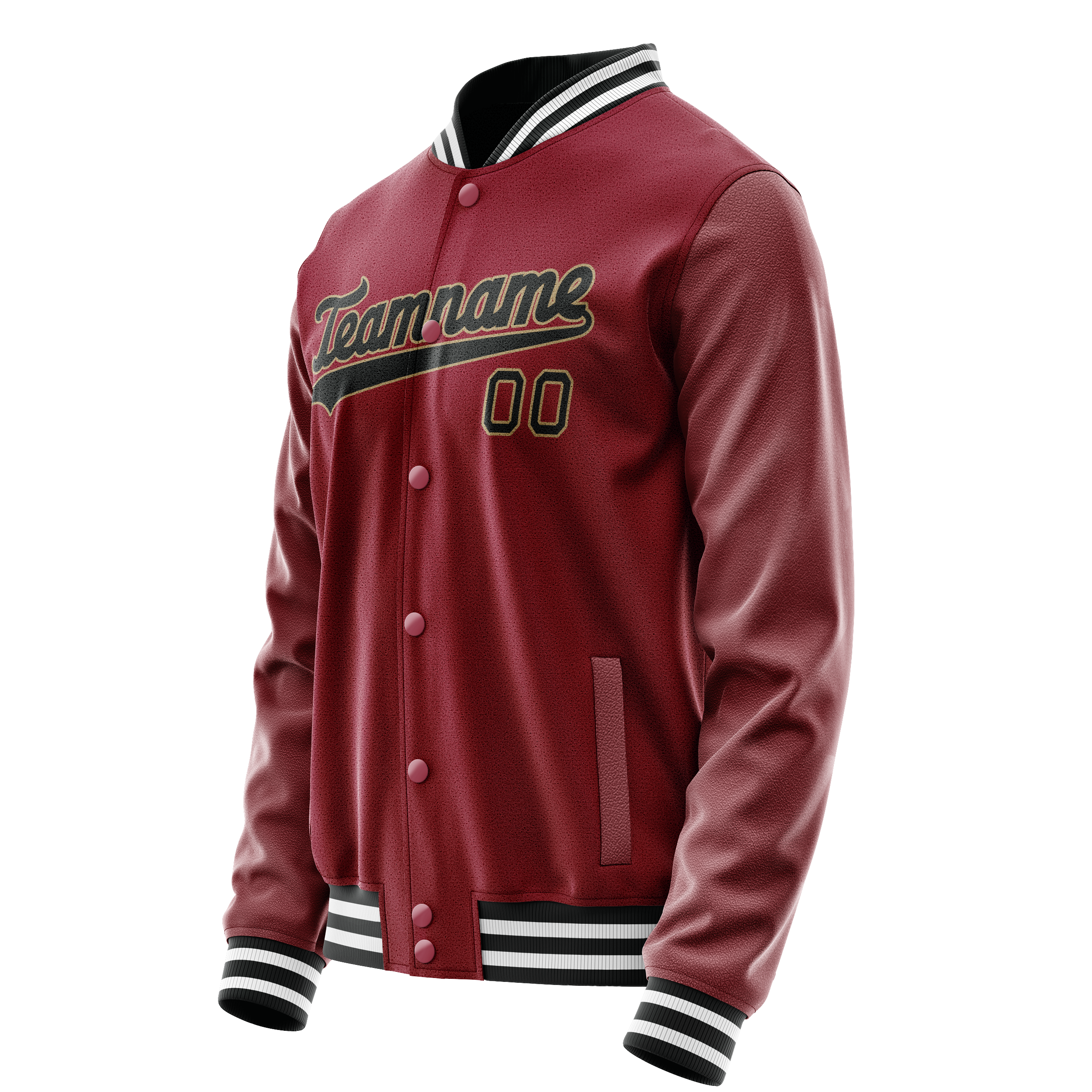 Custom Crimson Black Solid Color Varsity Letterman Jacket JA02240617KZ507