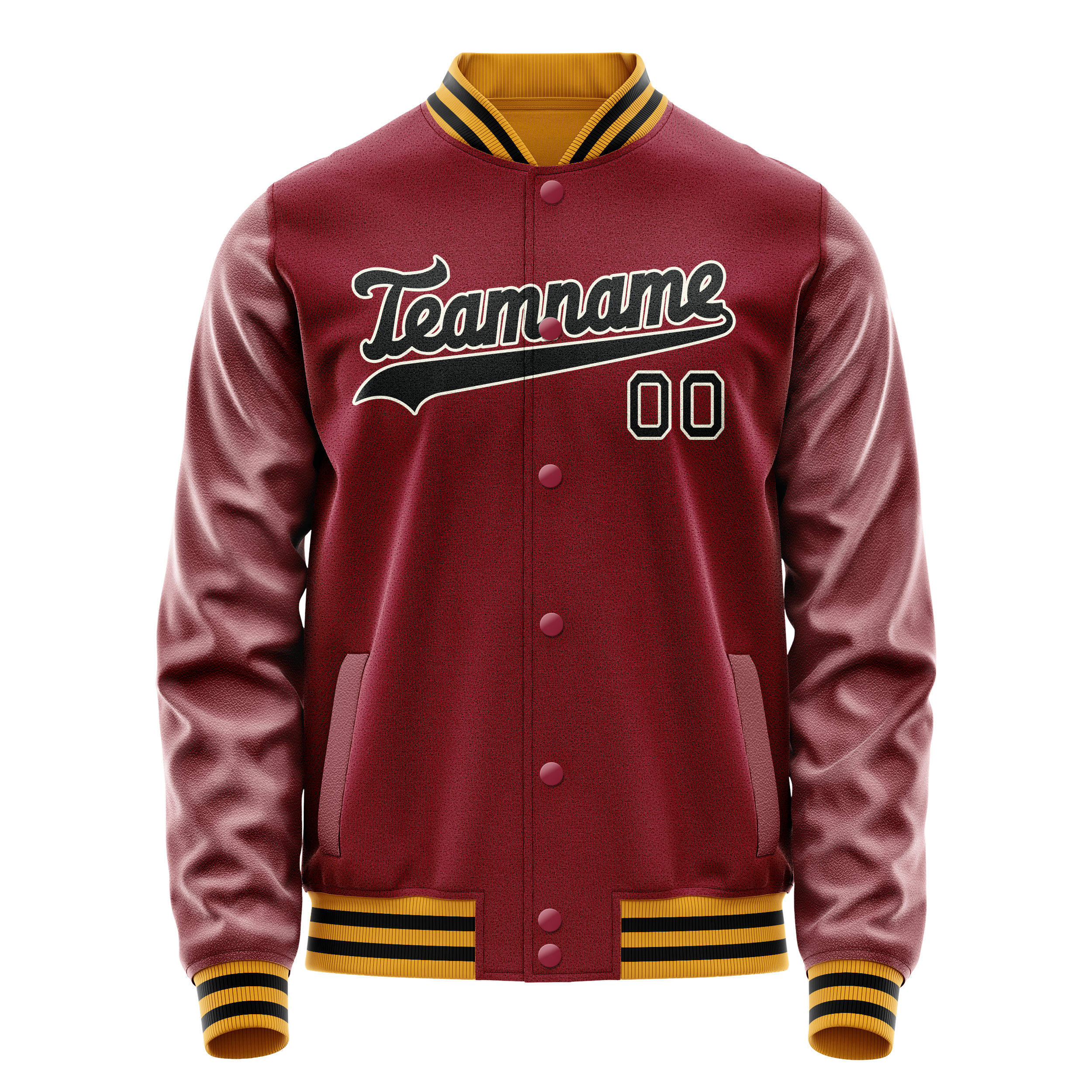 Custom Crimson Black Solid Color Varsity Letterman Jacket JA02240617KZ521