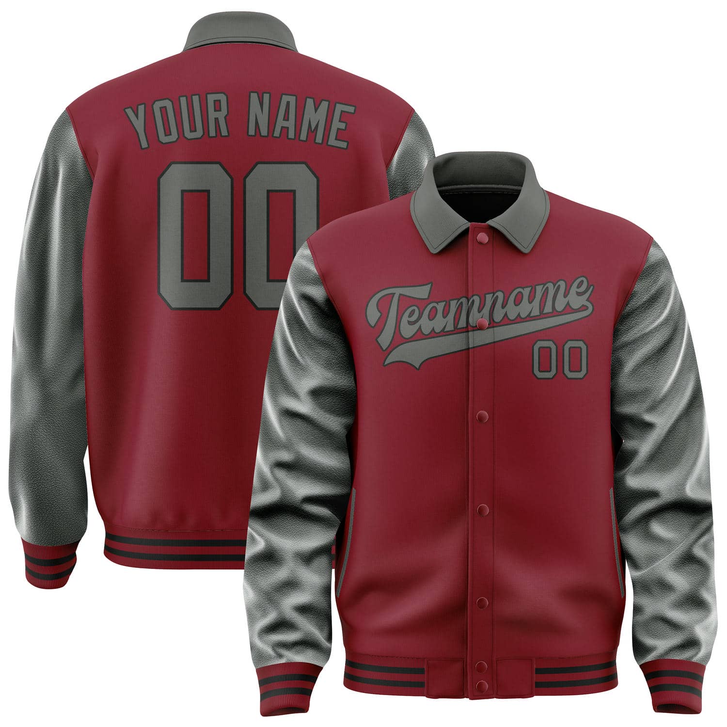 Custom Crimson Red Dark Grey Jacket