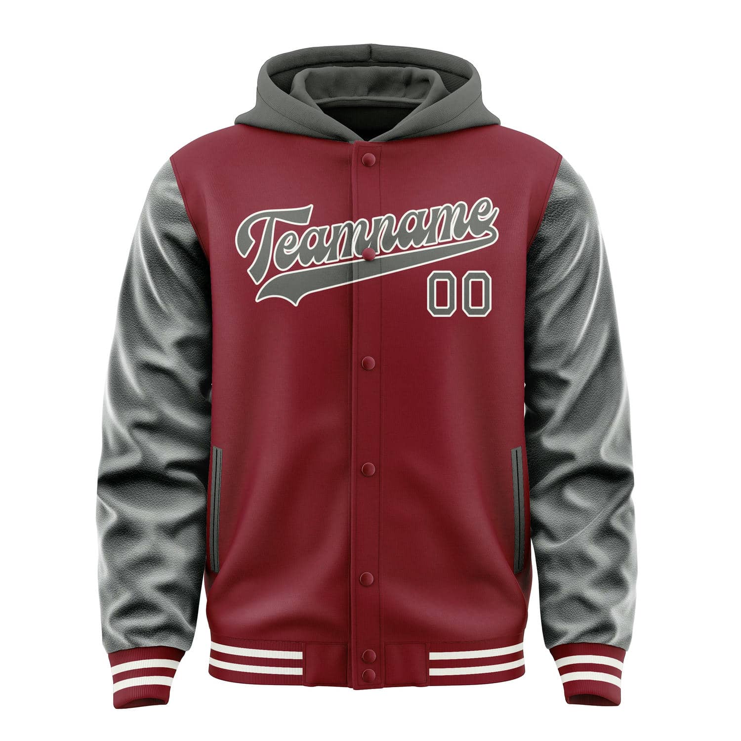 Custom Crimson Red Dark Grey Jacket