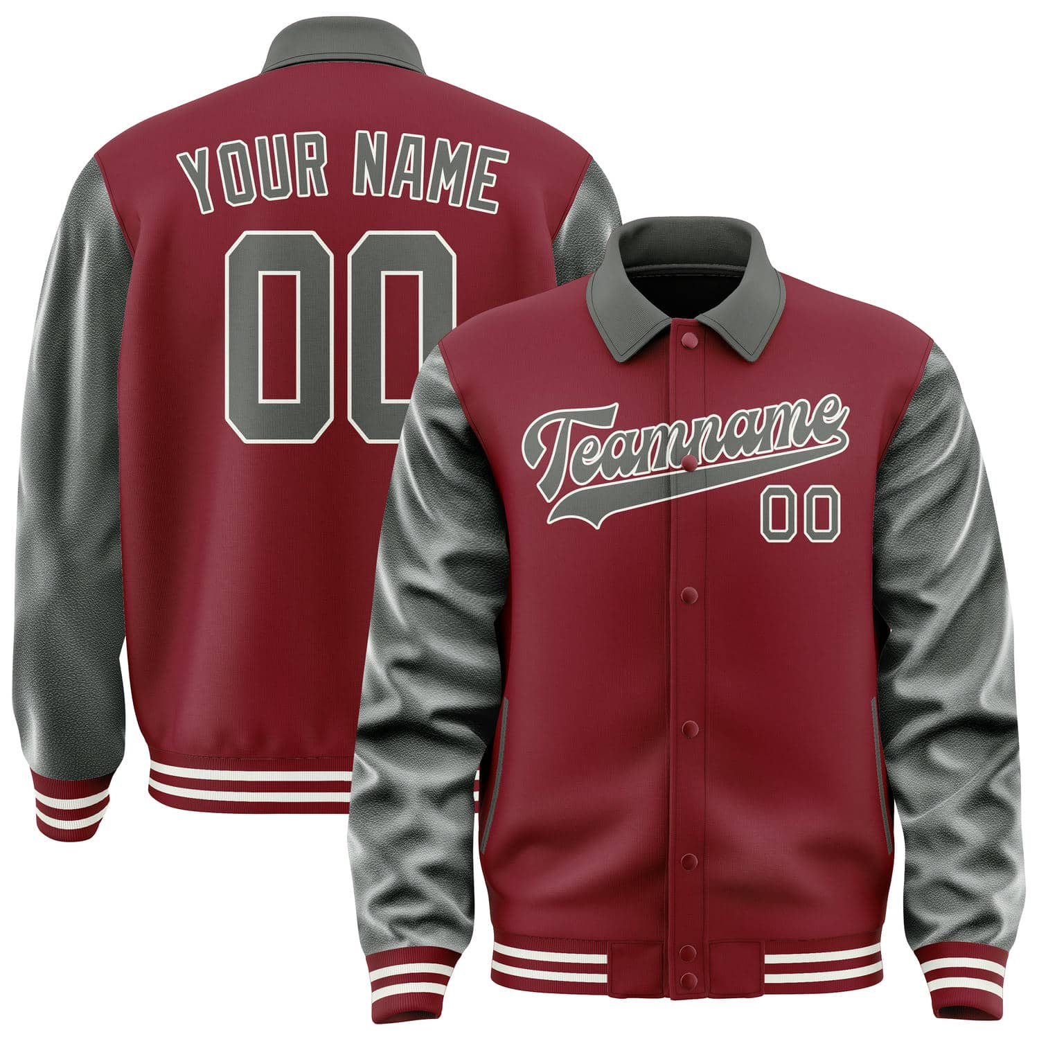 Custom Crimson Red Dark Grey Jacket