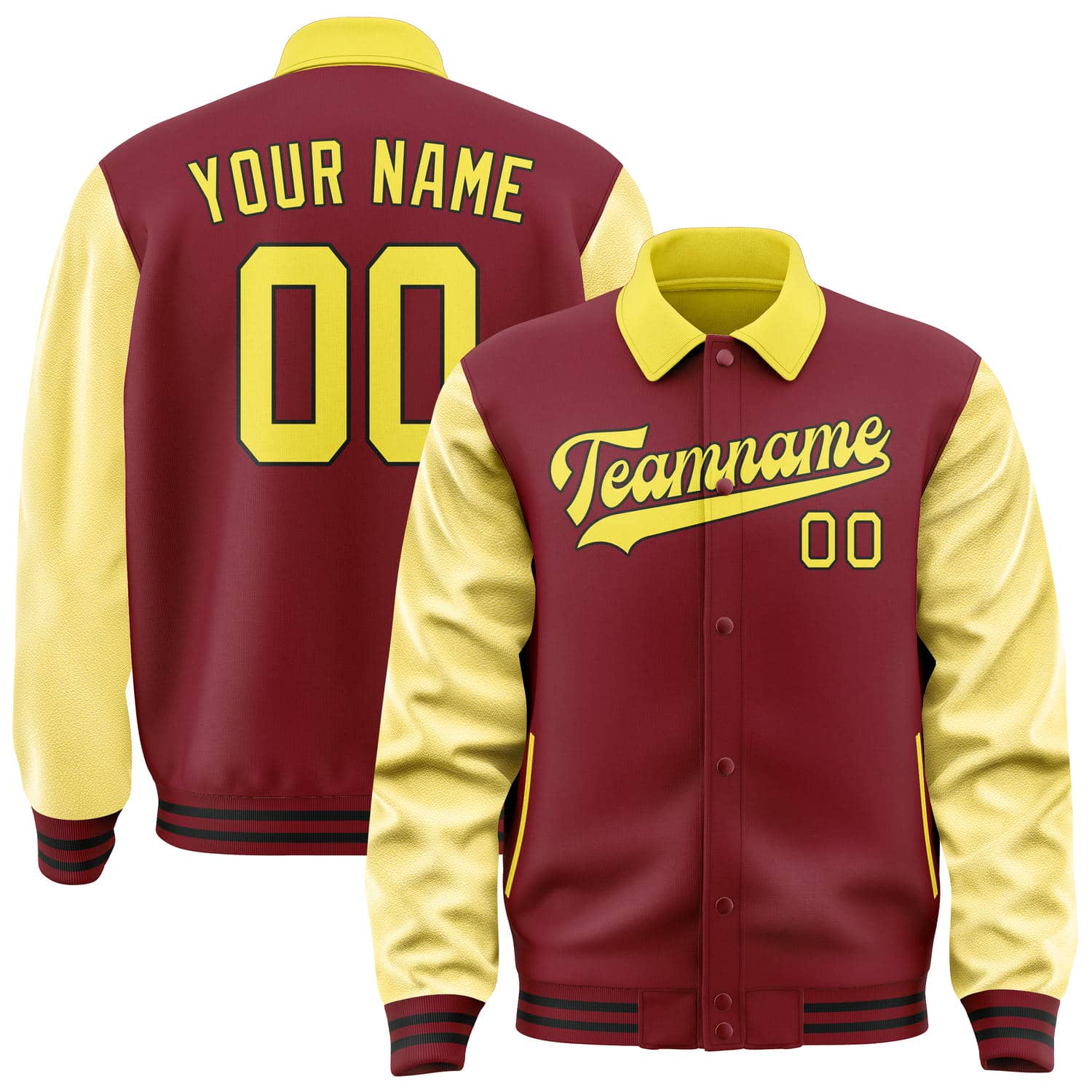 Custom Crimson Red Light Yellow Jacket